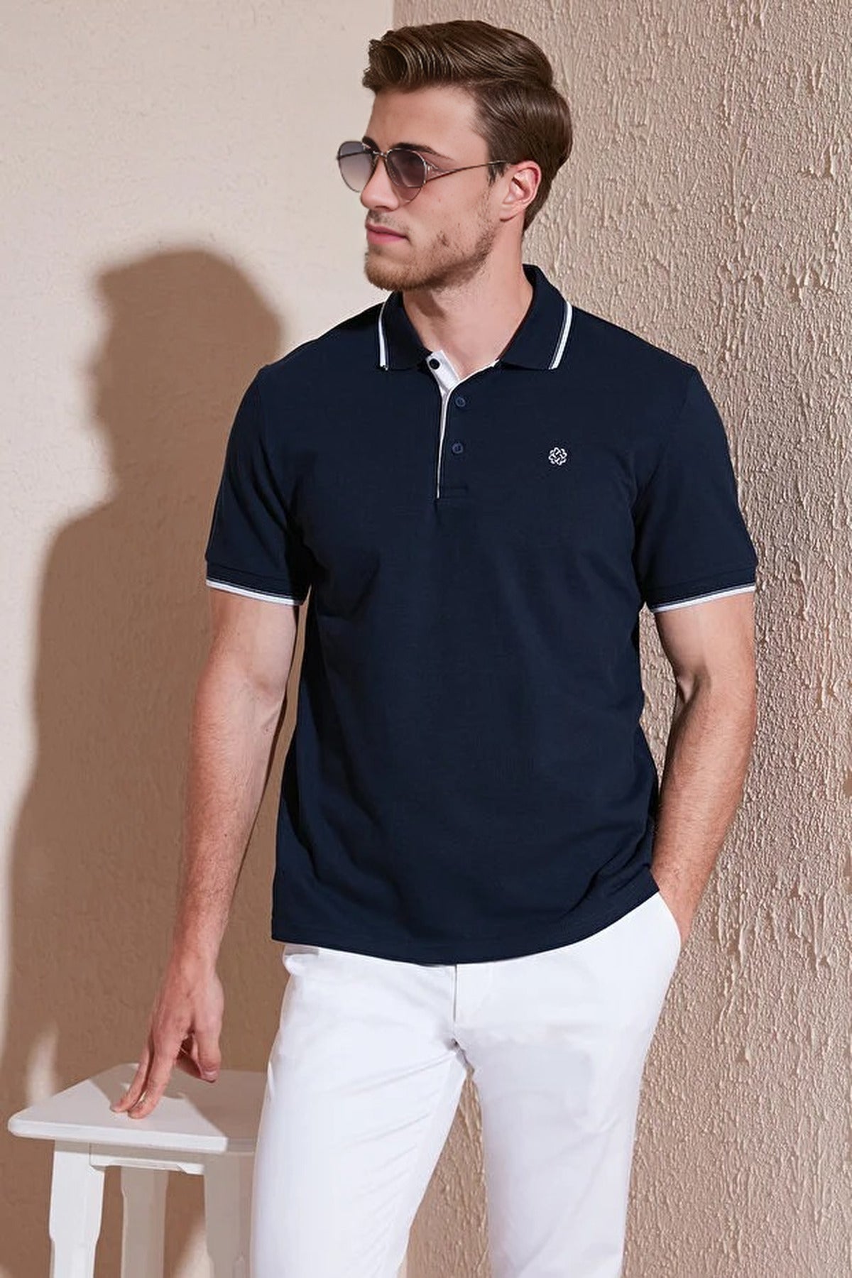 100% Cotton Button-Down Regular Polo Collar T-Shirt