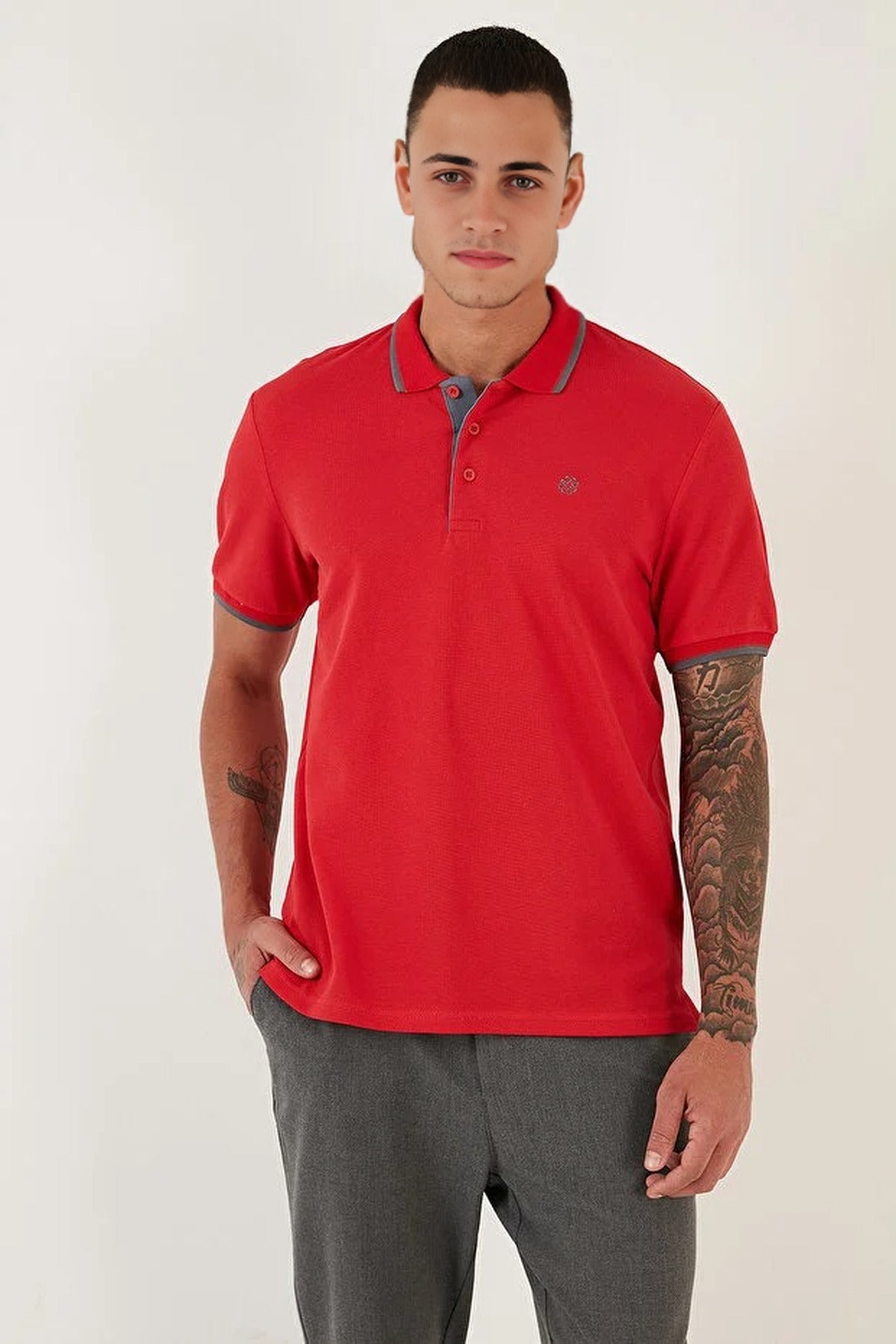 100% Cotton Button-Down Regular Polo Collar T-Shirt