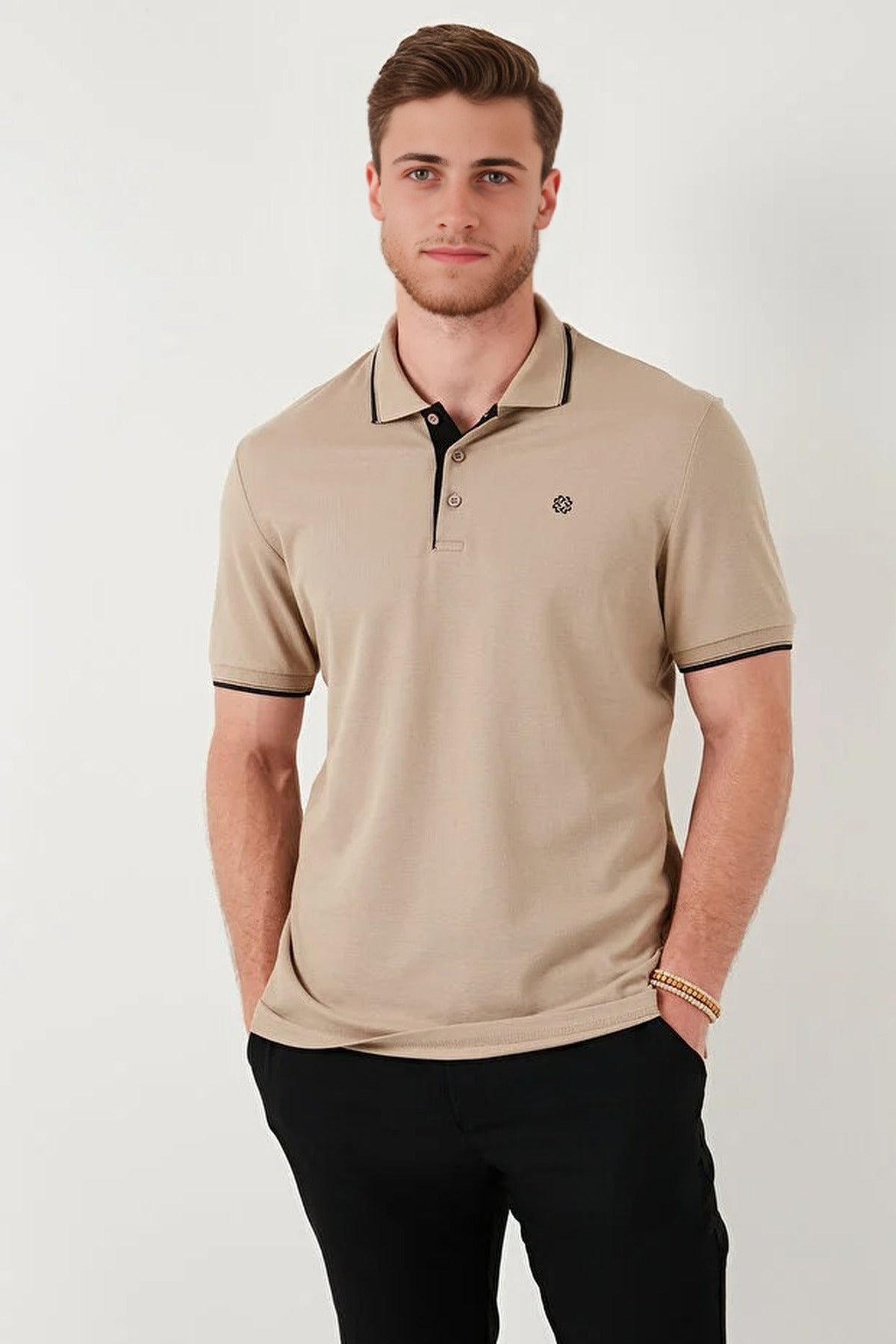 100% Cotton Button-Down Regular Polo Collar T-Shirt