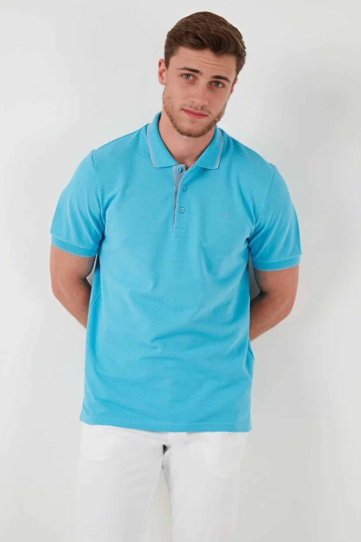 100% Cotton Button-Down Regular Polo Collar T-Shirt