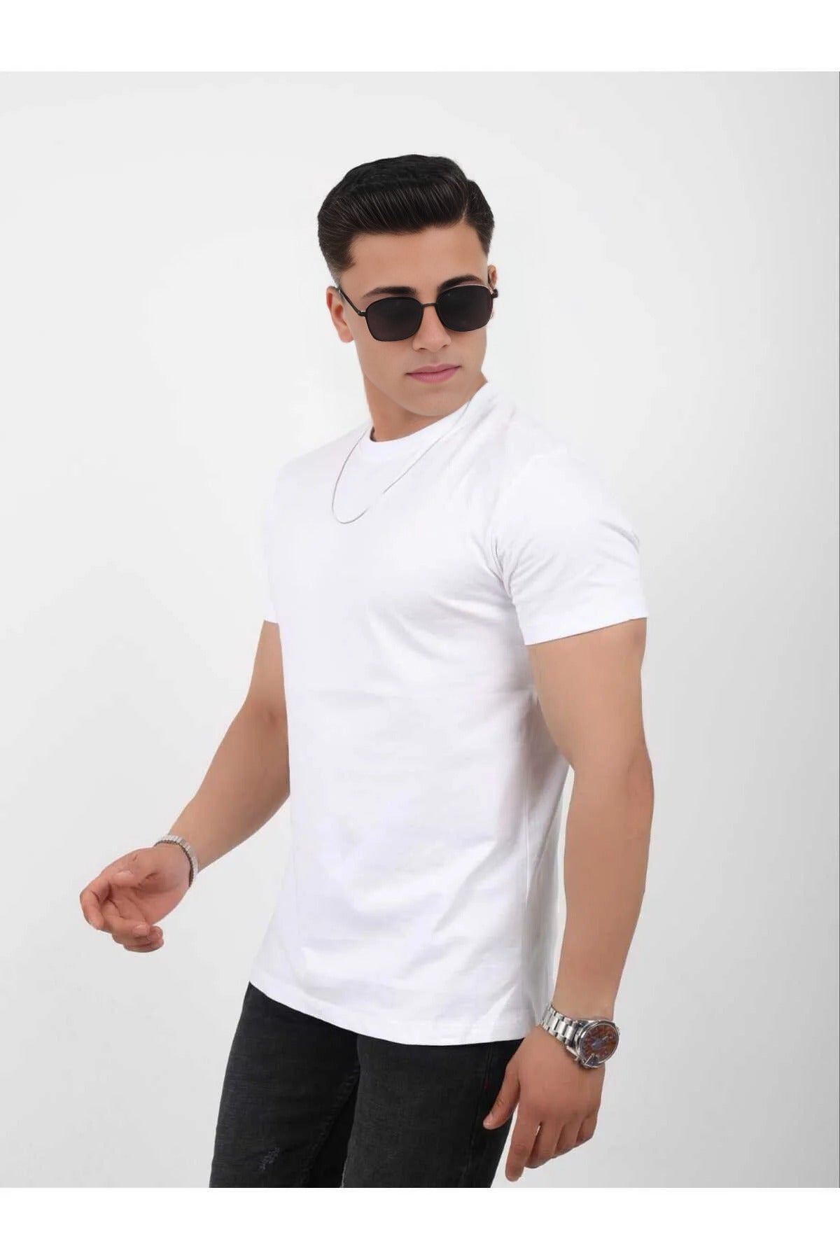 100% Cotton Soft-Texture Slim Fit Crew Neck T-Shirt