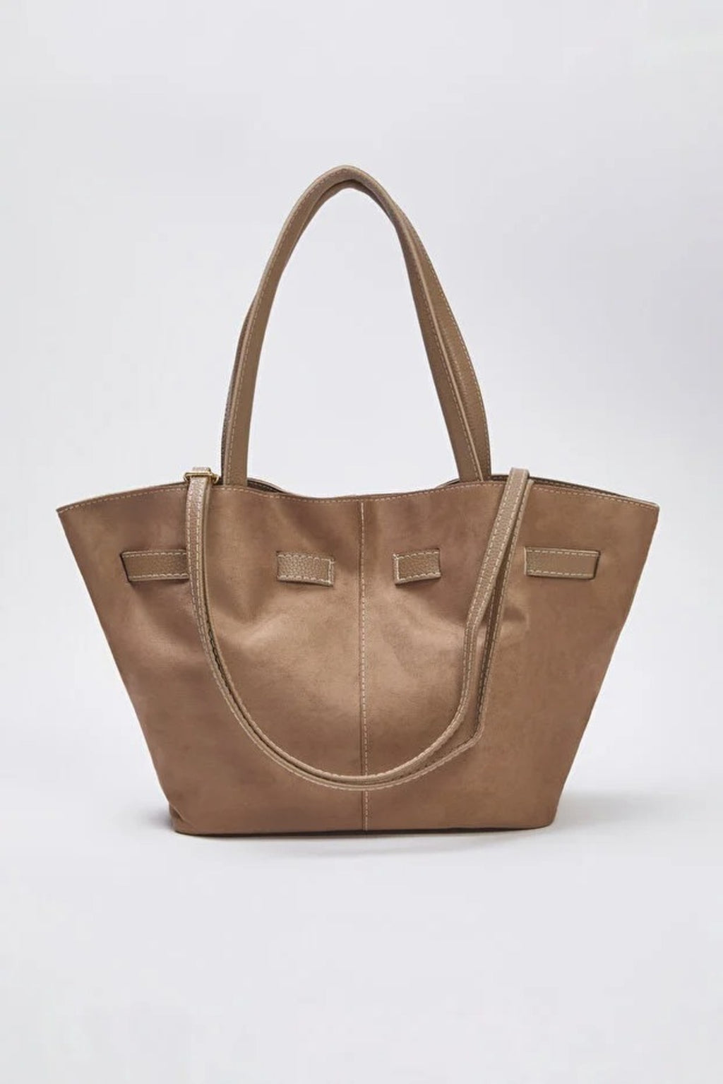 Soft Suede Handle and Crossbody Tote Shoulder Bag