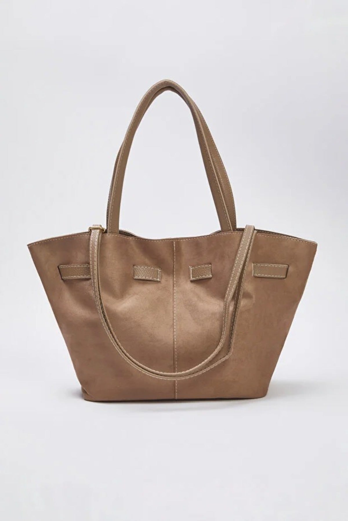 Soft Suede Handle and Crossbody Tote Shoulder Bag
