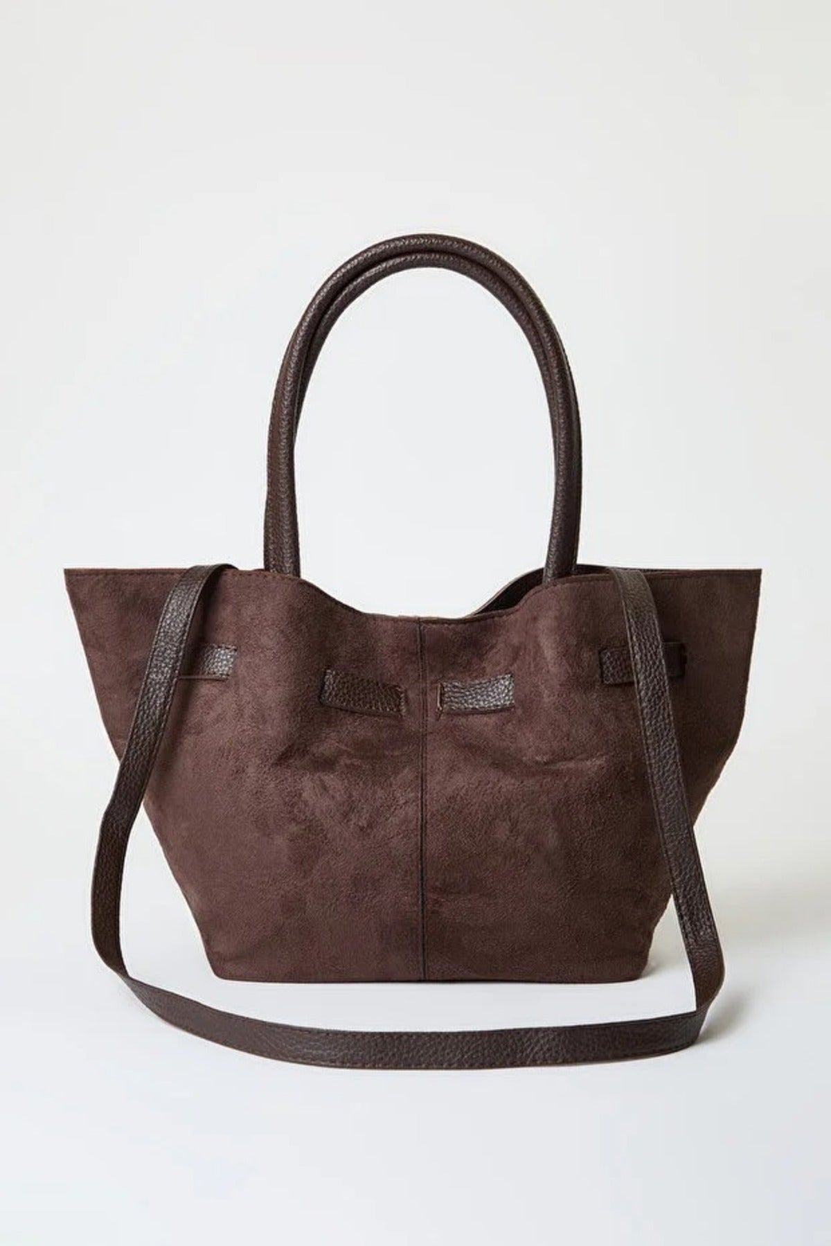 Soft Suede Handle and Crossbody Tote Shoulder Bag