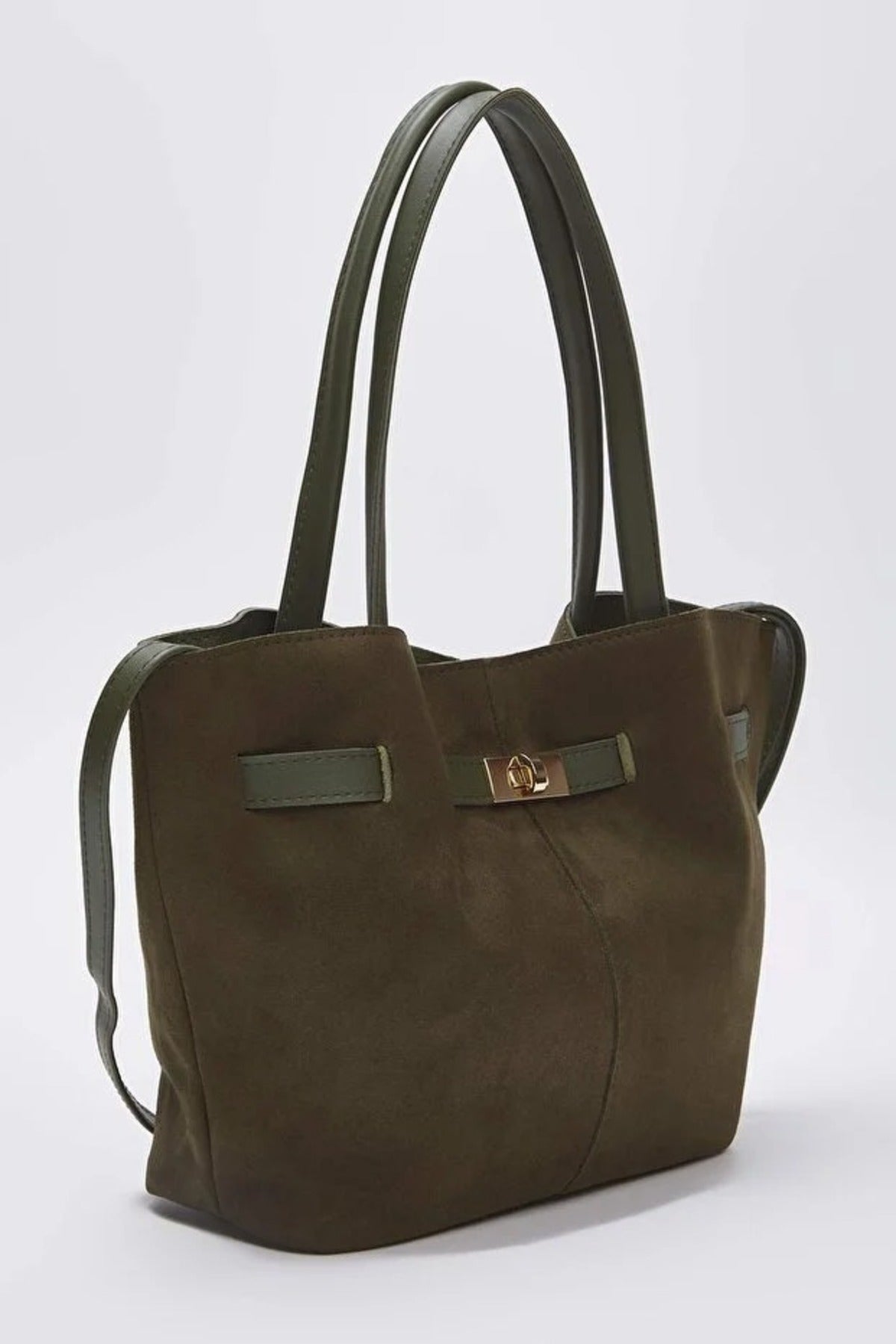 Soft Suede Handle and Crossbody Tote Shoulder Bag