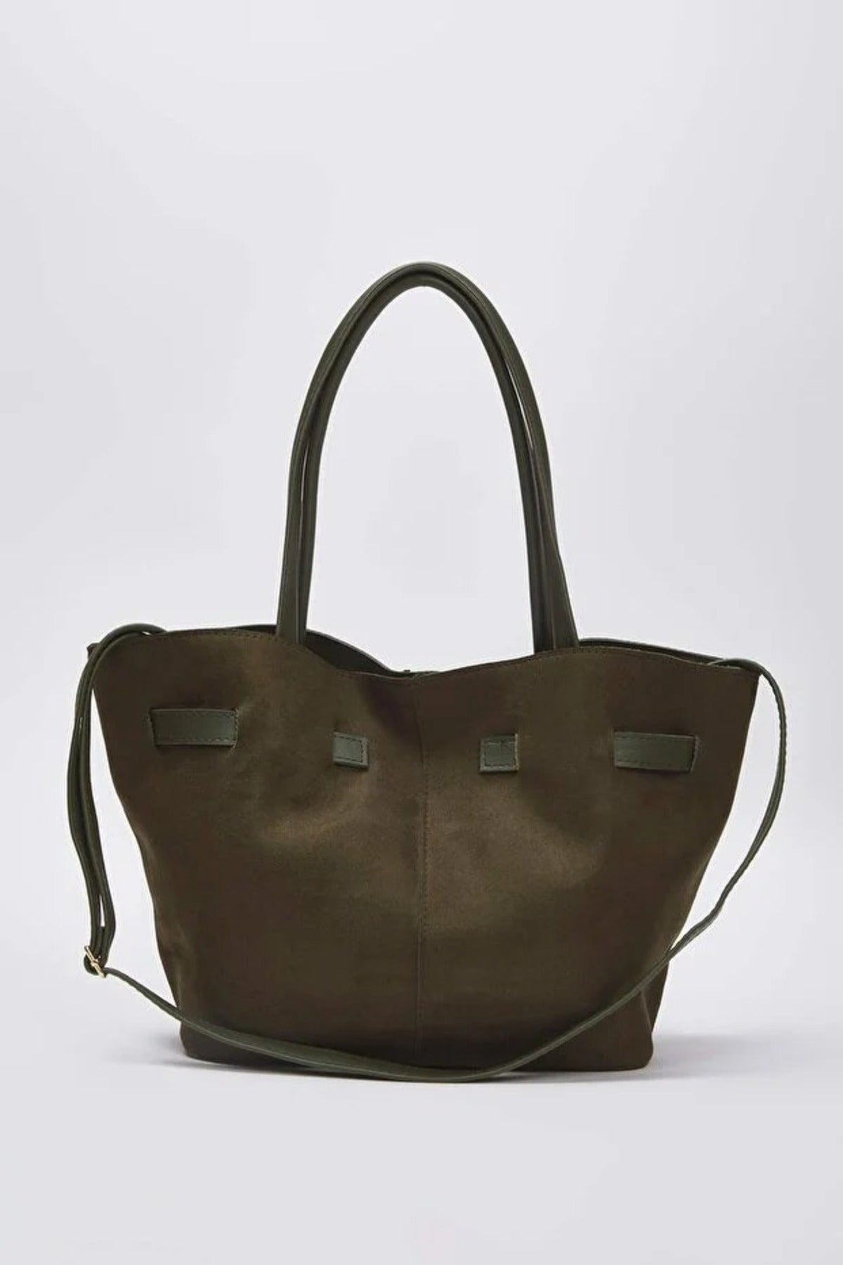 Soft Suede Handle and Crossbody Tote Shoulder Bag
