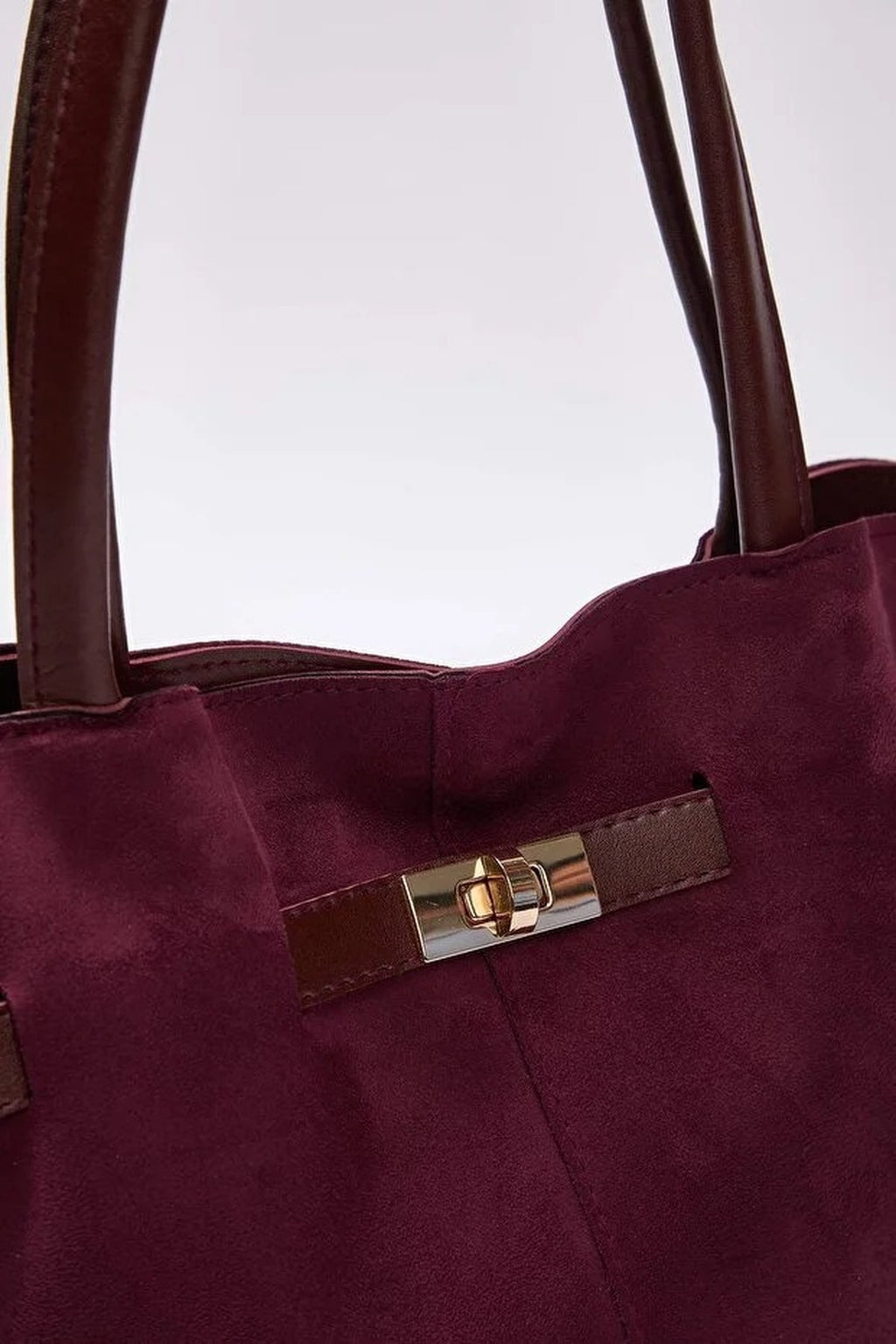 Soft Suede Handle and Crossbody Tote Shoulder Bag