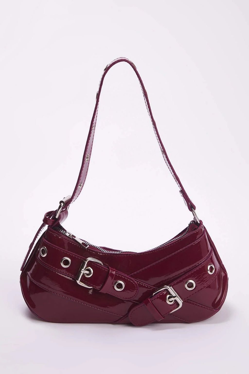Baguette Shoulder Bag with Belt Buckle Detail