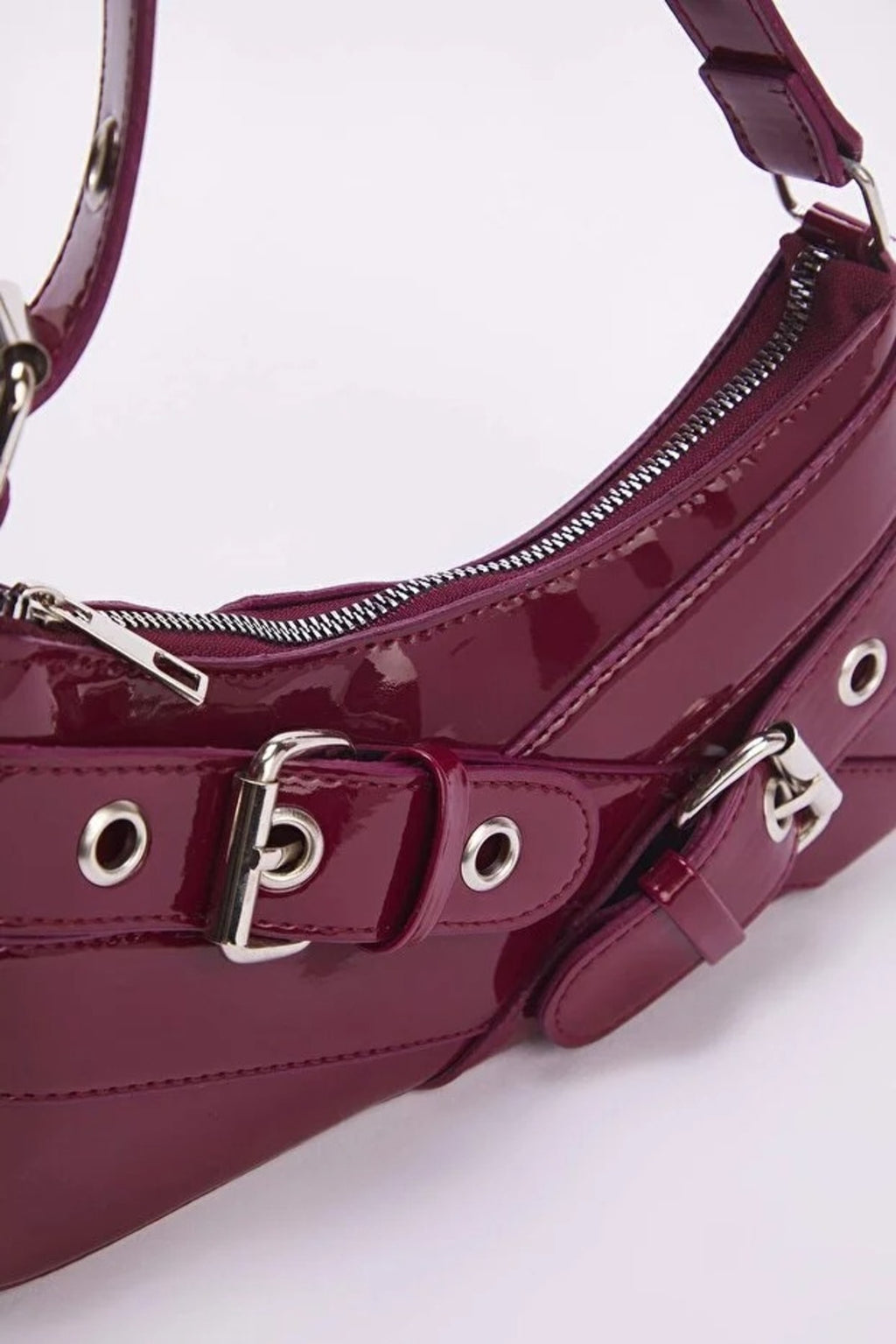 Baguette Shoulder Bag with Belt Buckle Detail