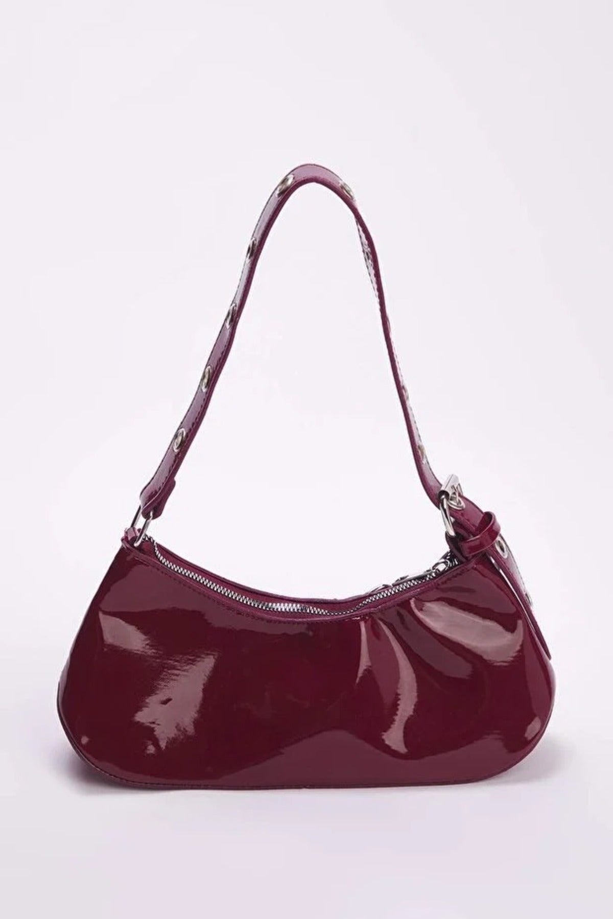 Baguette Shoulder Bag with Belt Buckle Detail