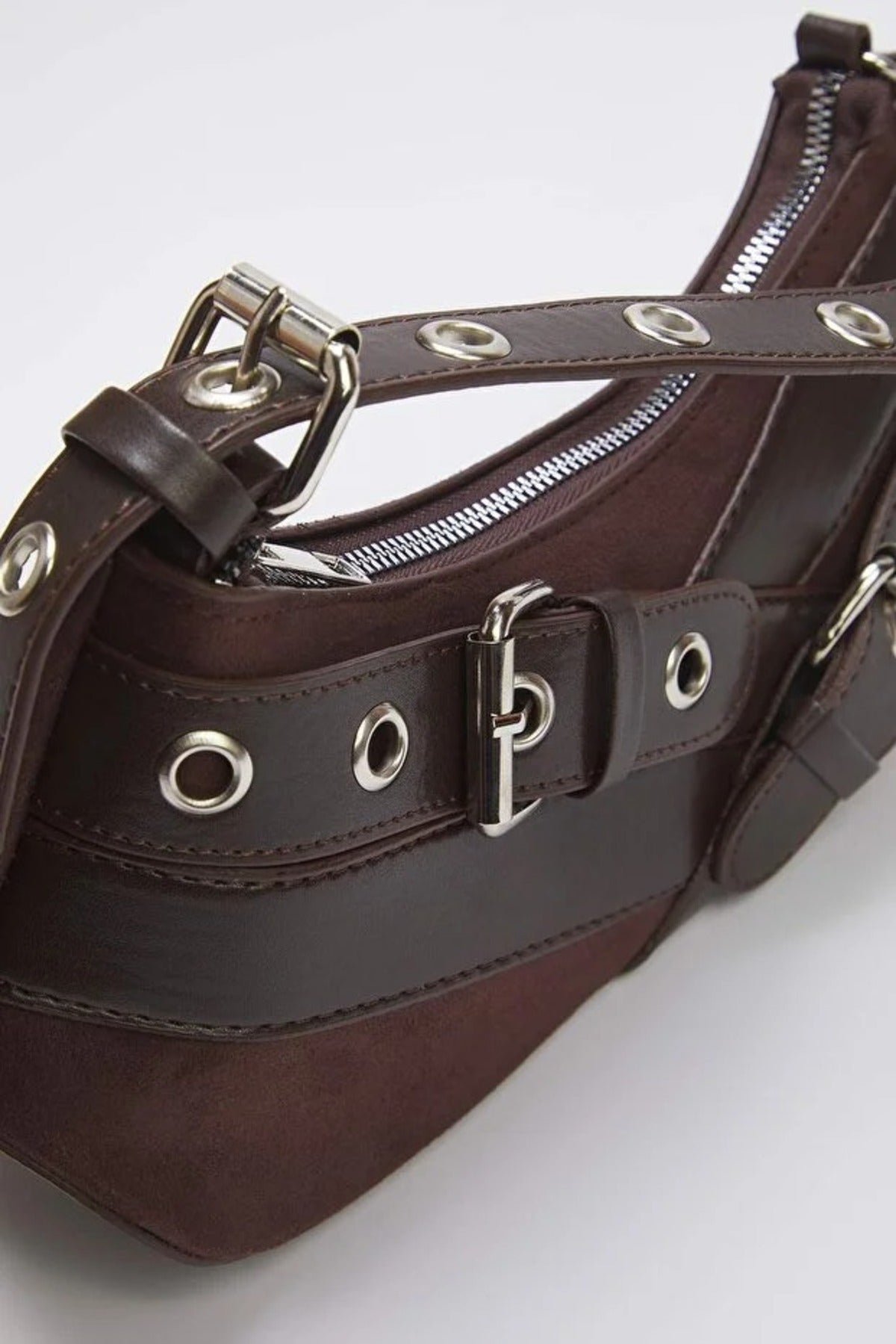 Baguette Shoulder Bag with Belt Buckle Detail