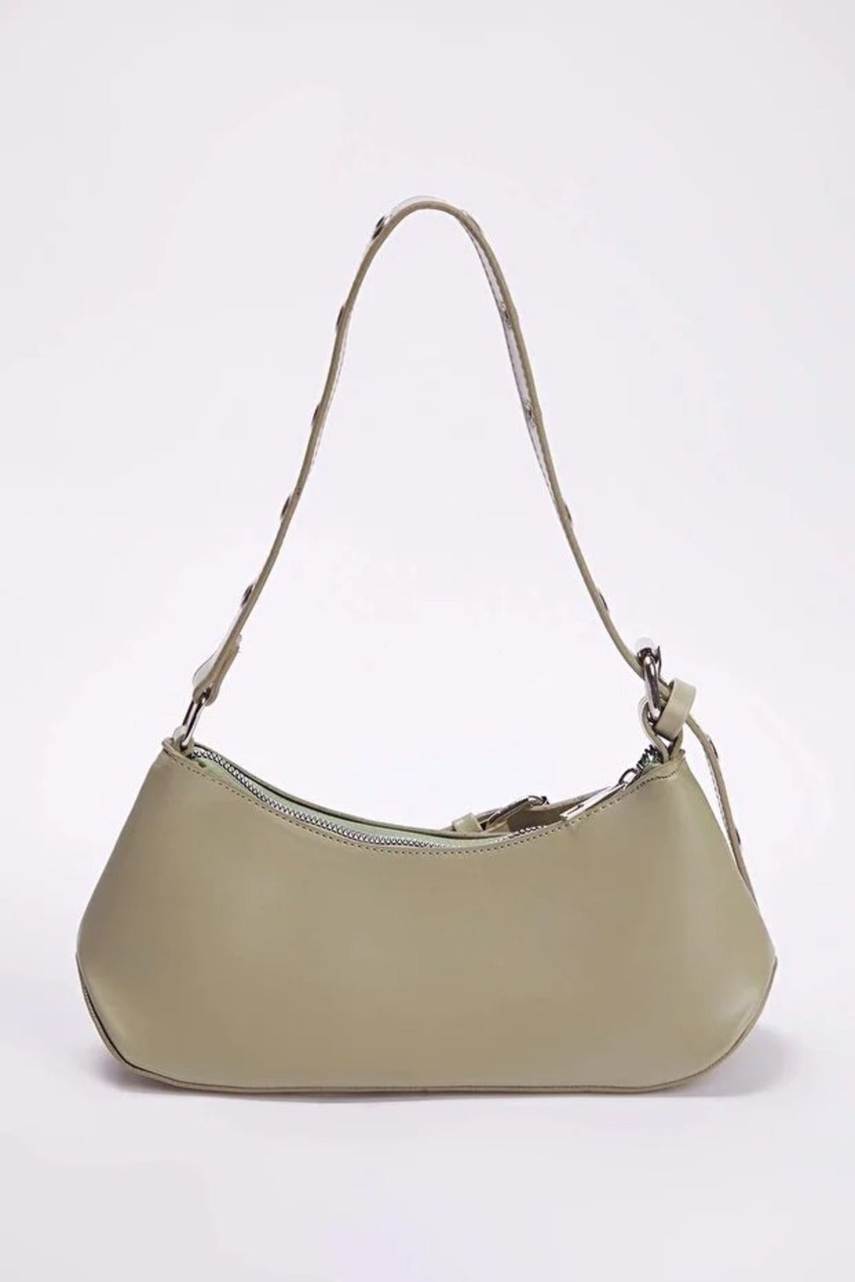 Baguette Shoulder Bag with Belt Buckle Detail
