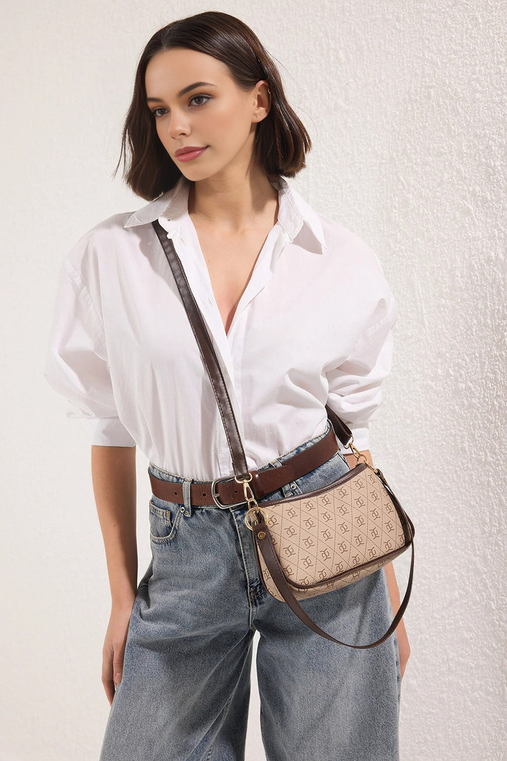 Patterned Adjustable Strap Mini City Shoulder Bag