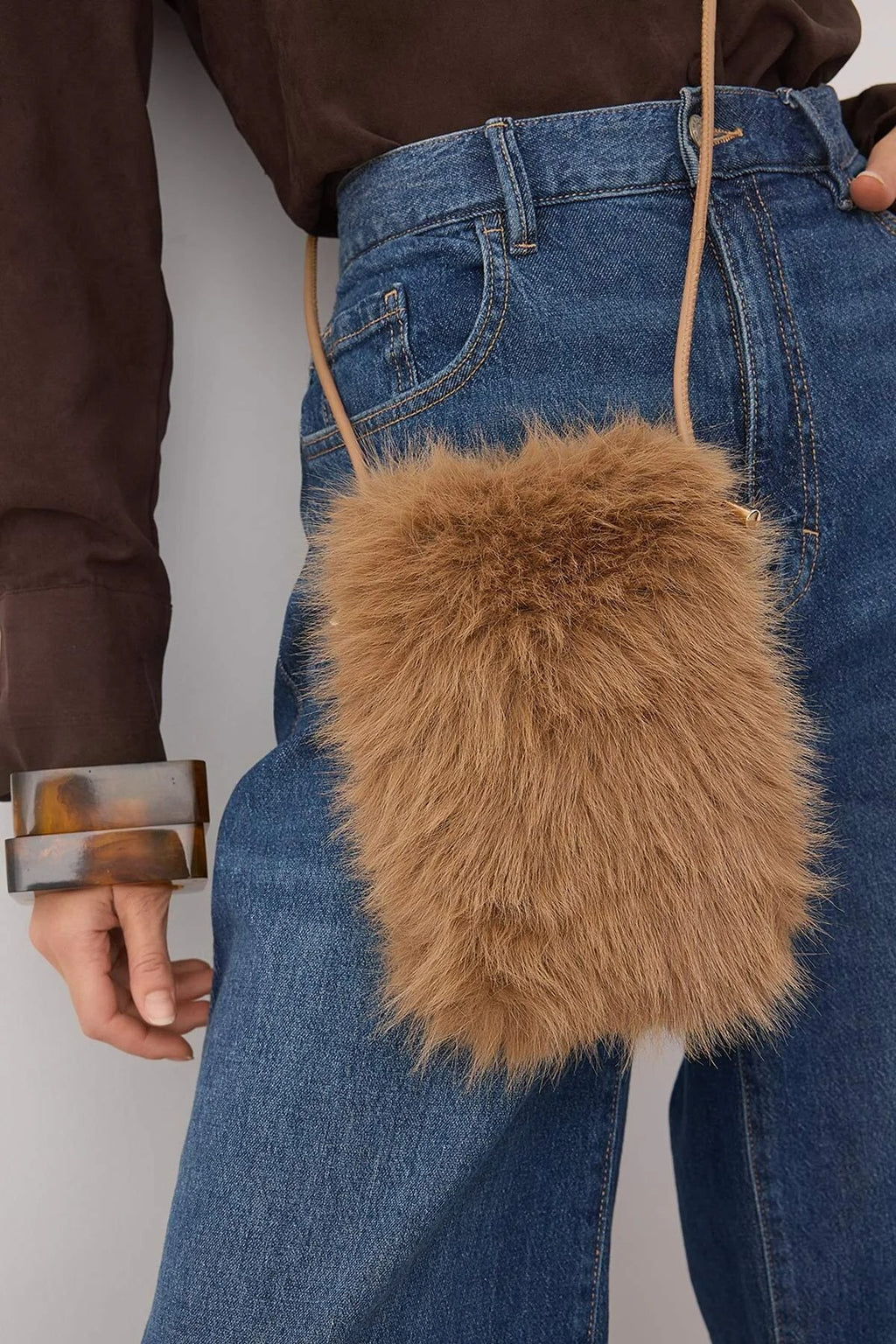 Faux Fur Crossbody Women's Shoulder and Phone Bag