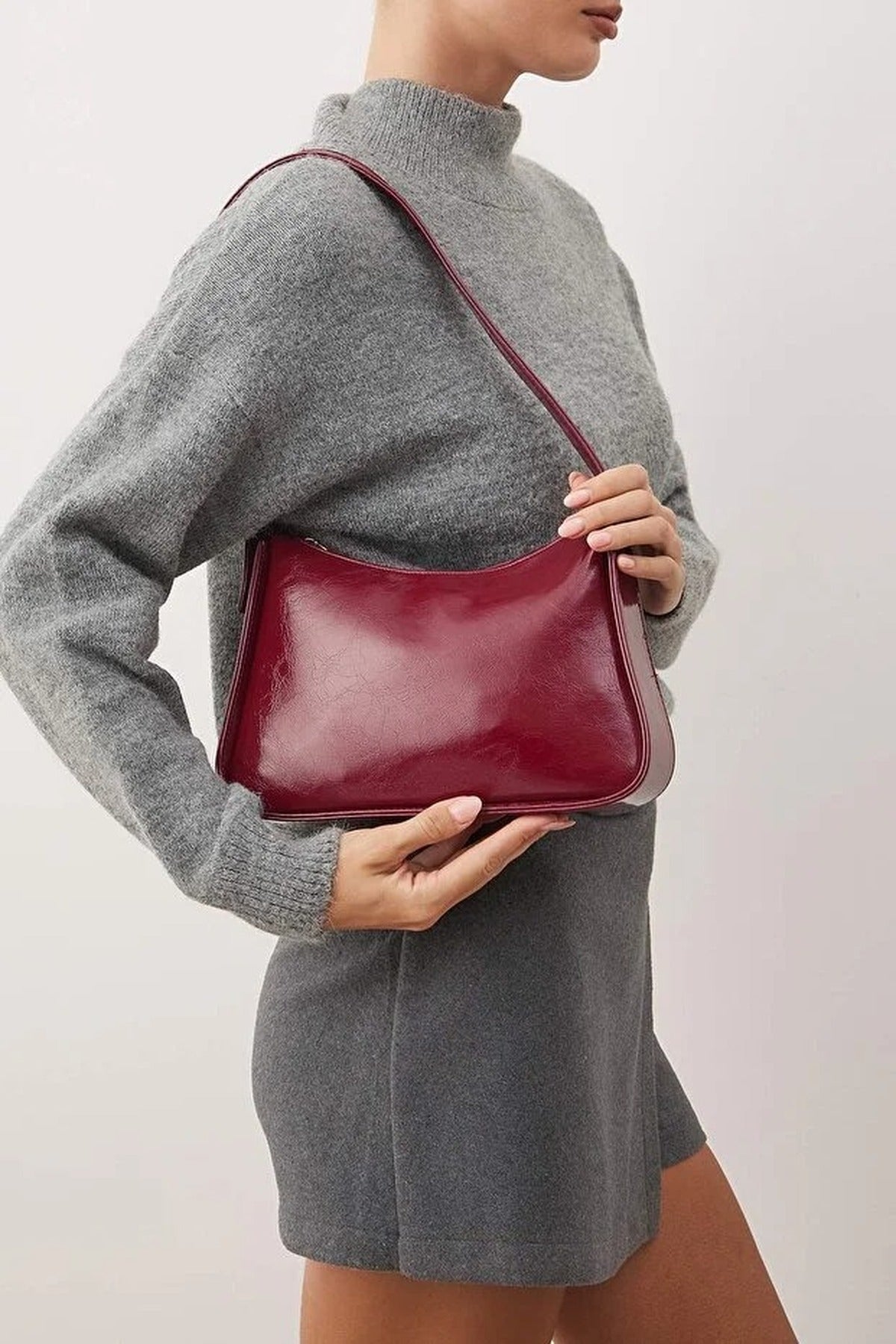 Women's Mini City Shoulder Bag with Belt Buckle Detail