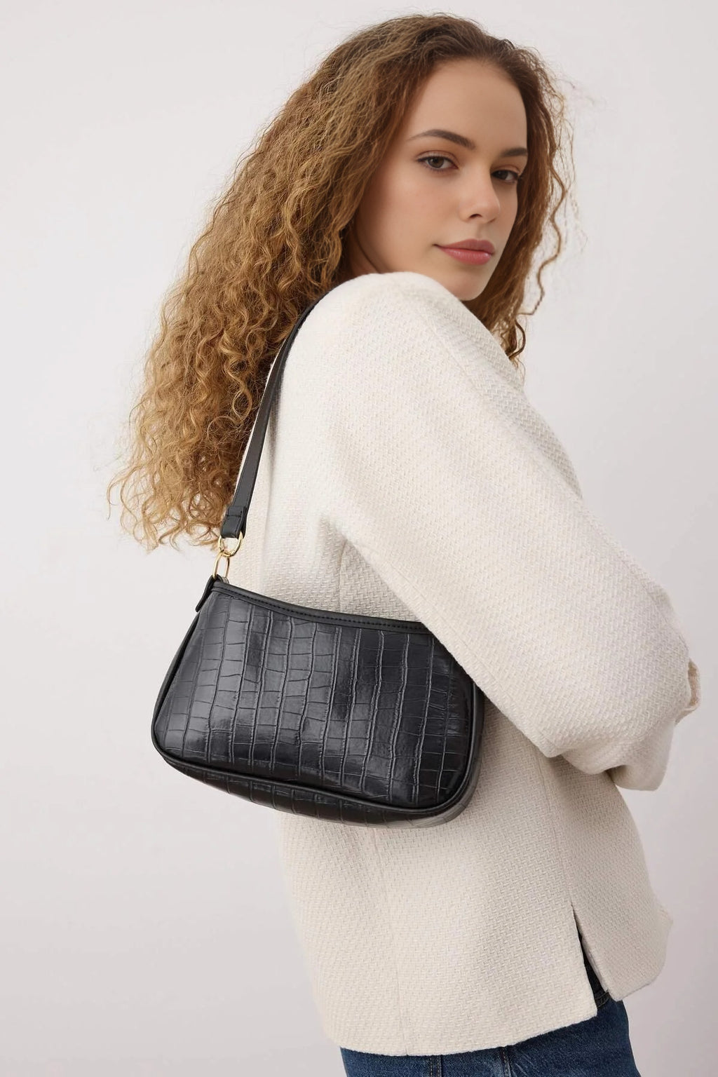 Crocodile Patterned Women's Mini City Shoulder Bag