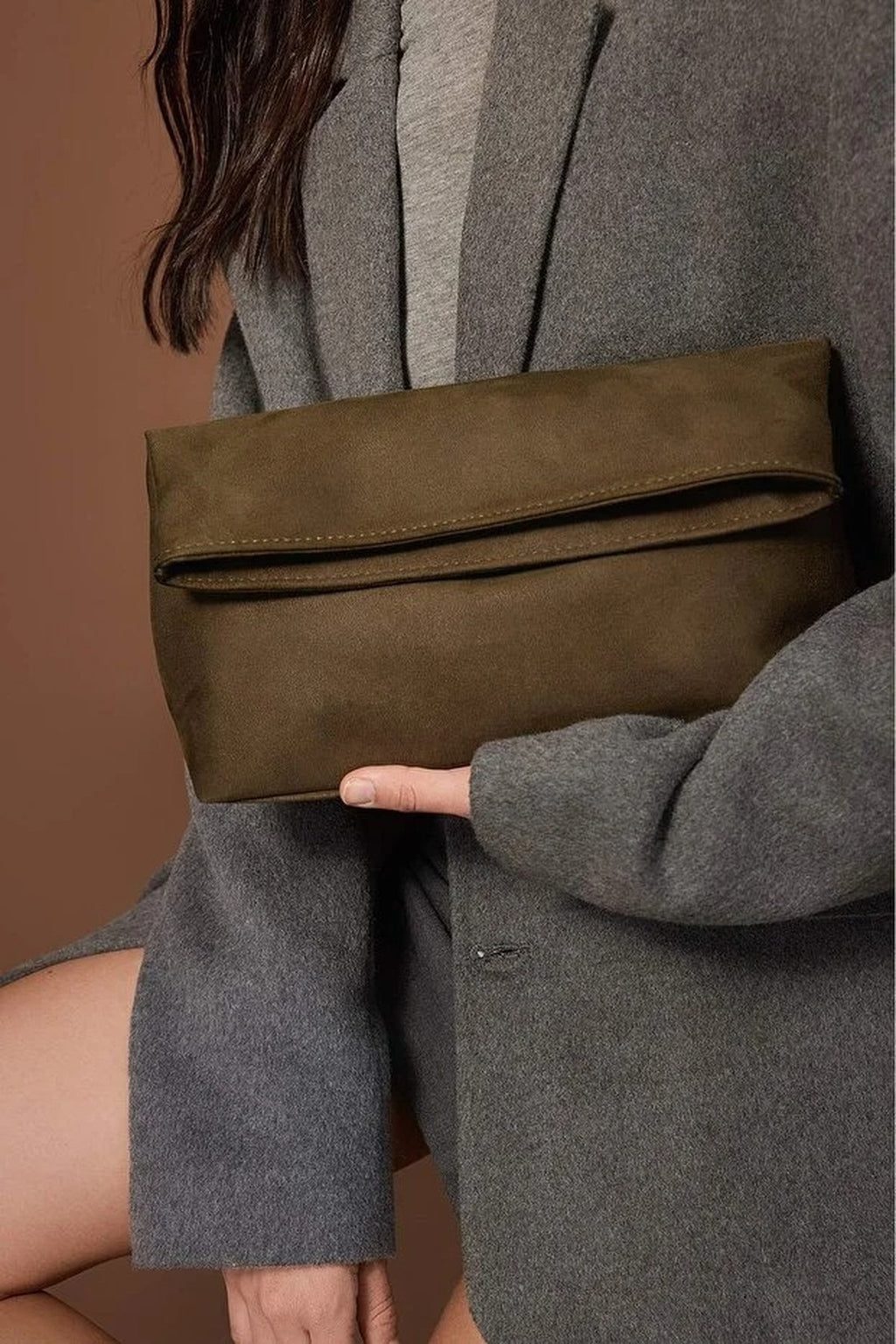 Suede Women's Clutch Bag