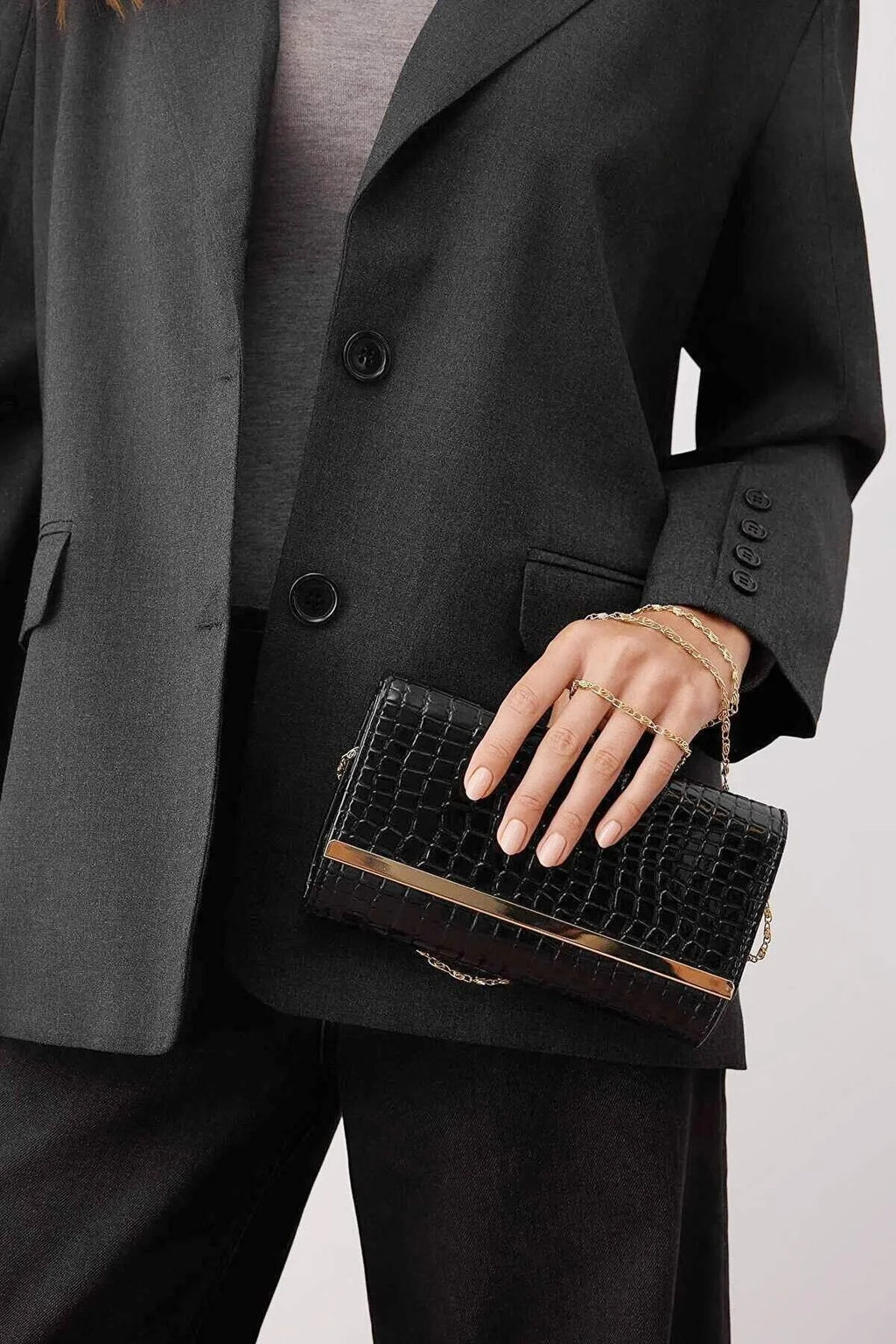 Crocodile Patterned Women's Stylish Mini Clutch Handbag