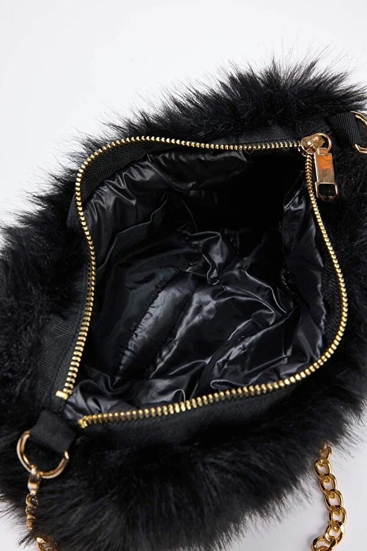Chain Strap Faux Fur Women's Shoulder Bag