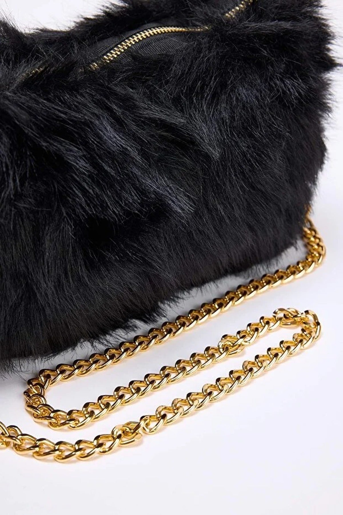 Chain Strap Faux Fur Women's Shoulder Bag