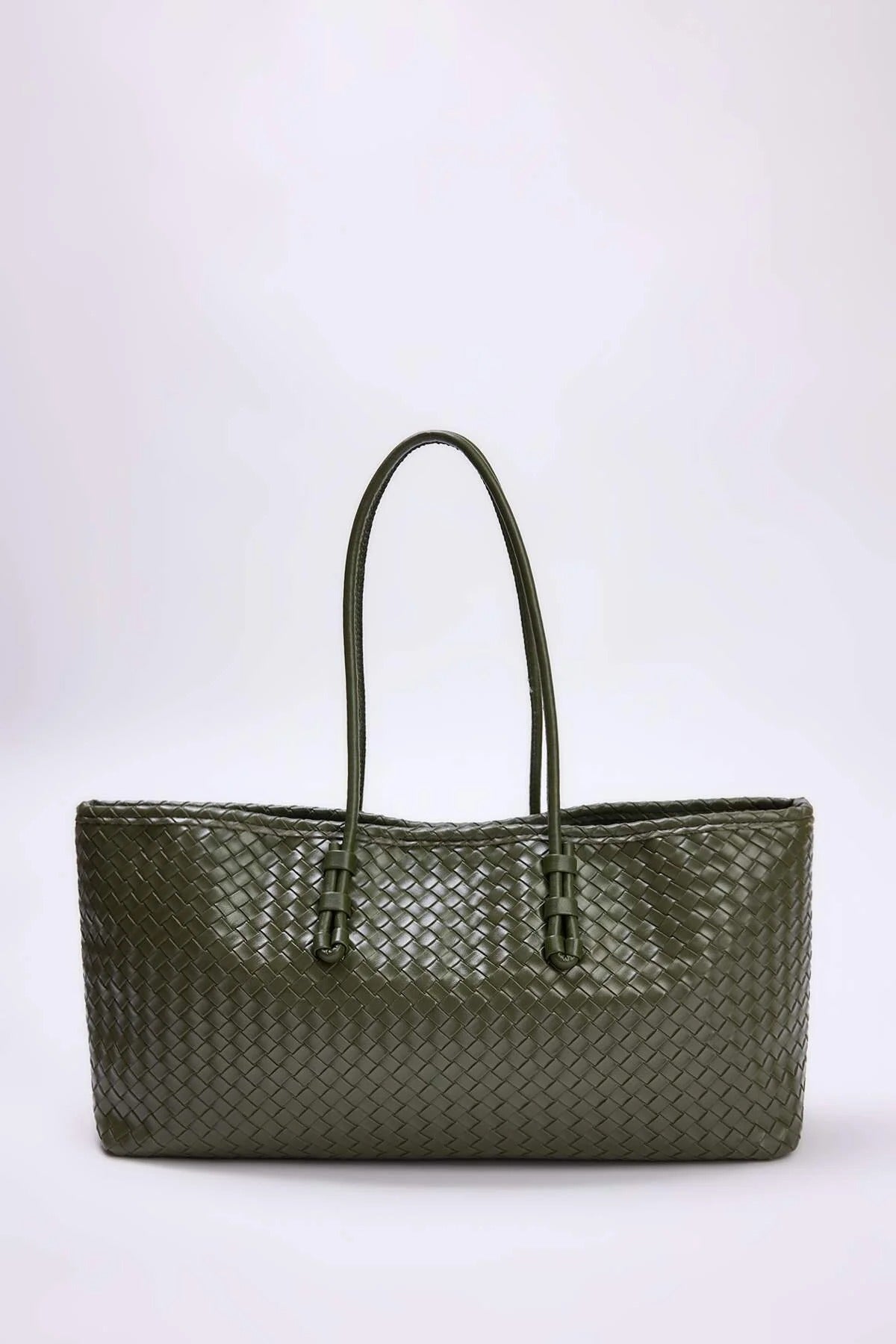 Women's Midi Shoulder Bag with Knitted Details
