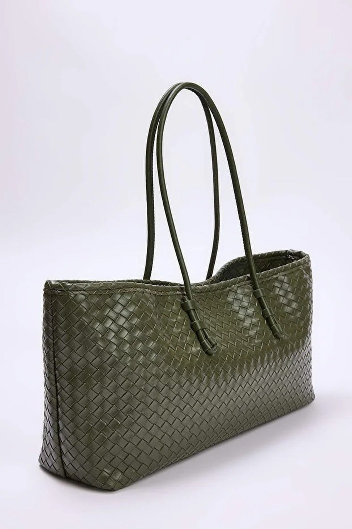 Women's Midi Shoulder Bag with Knitted Details
