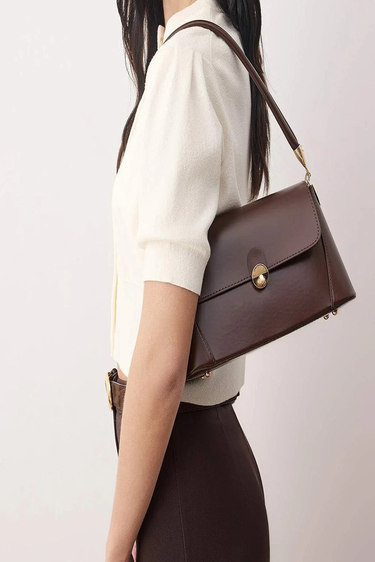 Women's Mini Shoulder Bag with Metal Buckle Detail