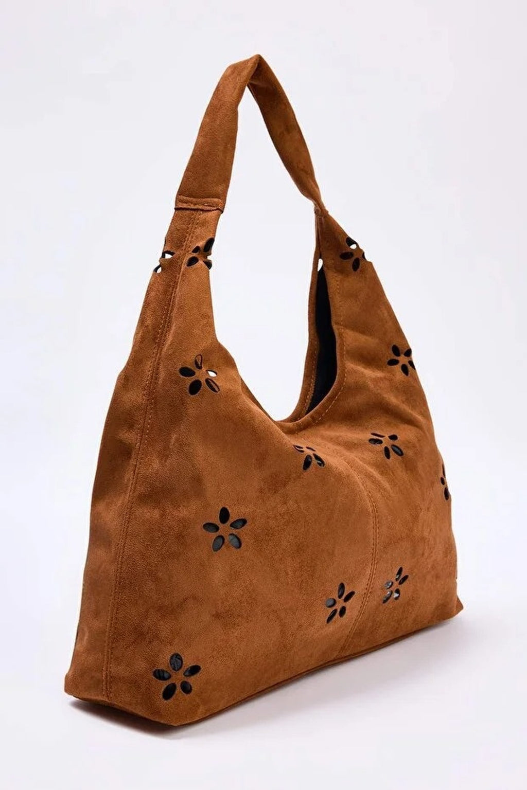 Suede Women's Midi Shoulder Bag with Matching Makeup Pouch