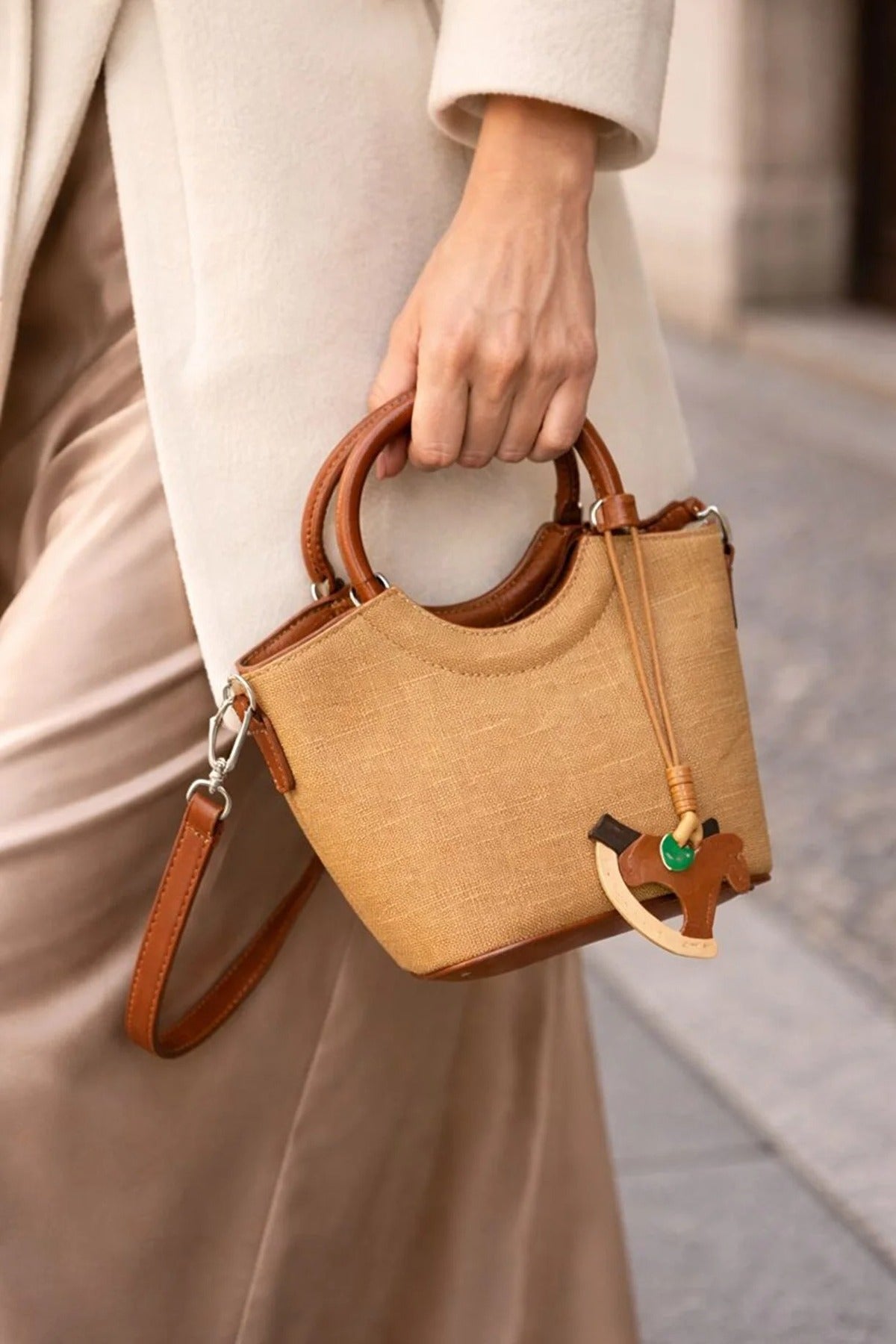 Women's Mini Shoulder Bag with Charm Detail