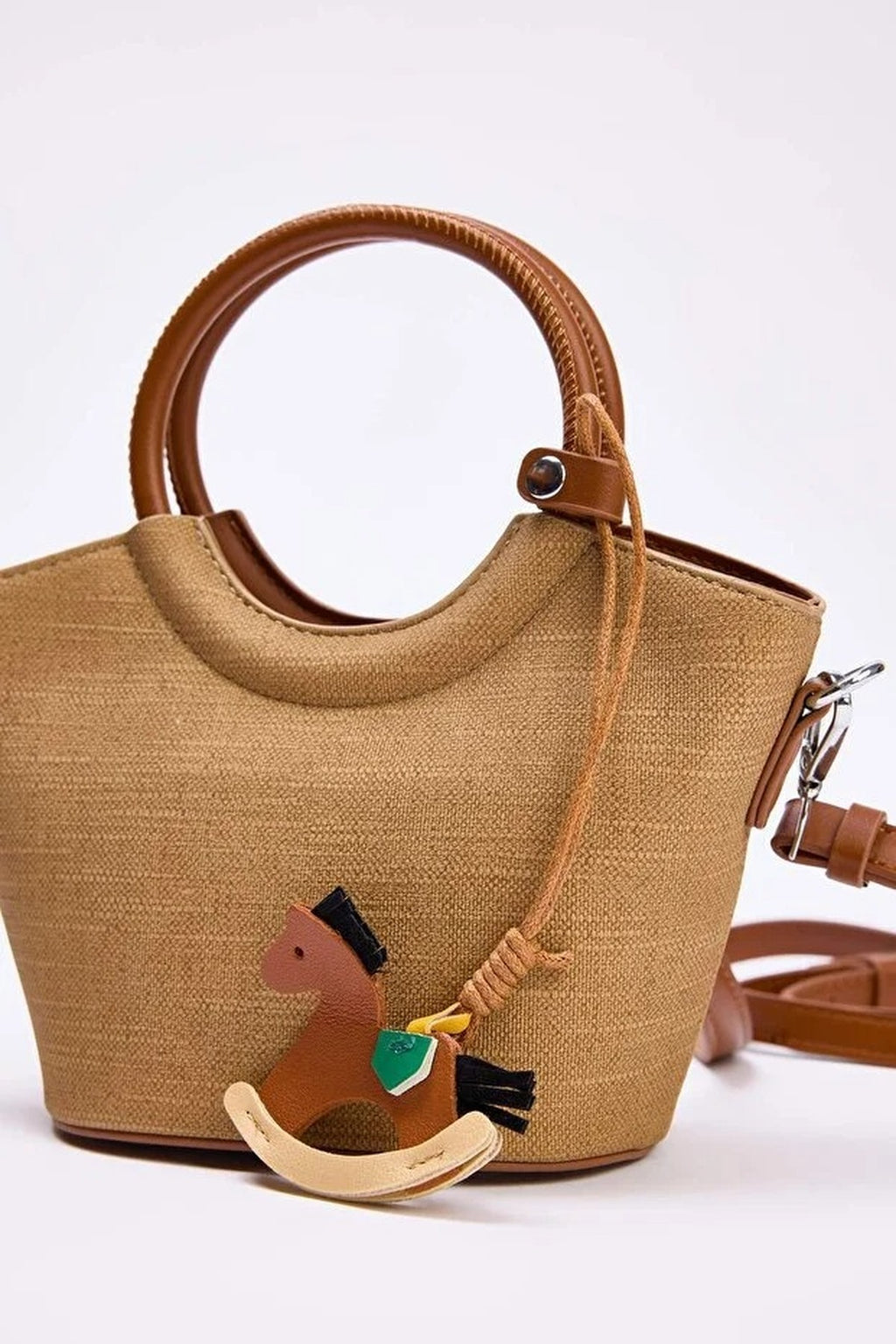 Women's Mini Shoulder Bag with Charm Detail