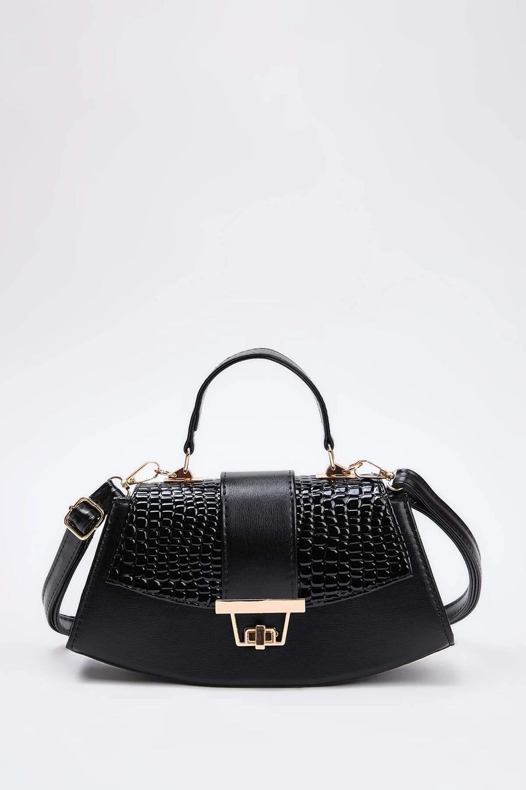 Suede Women's Mini Shoulder Bag with Accessory Closure