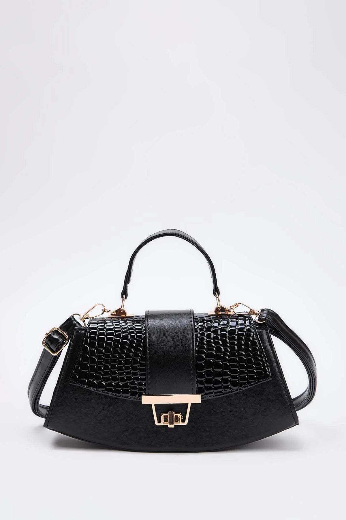 Suede Women's Mini Shoulder Bag with Accessory Closure