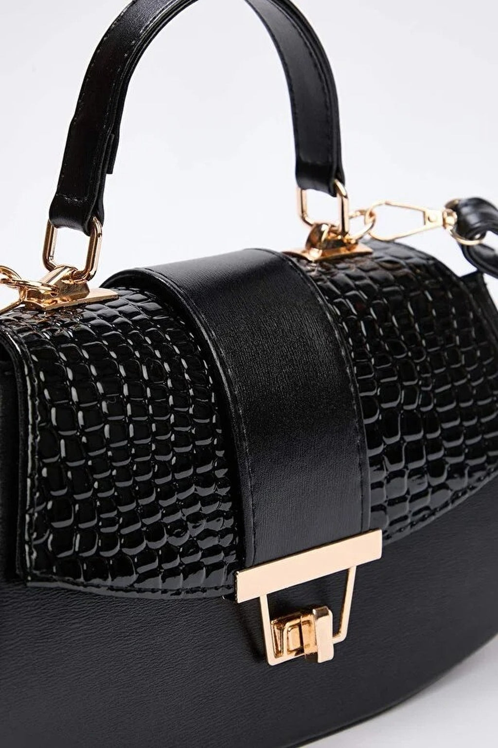 Suede Women's Mini Shoulder Bag with Accessory Closure