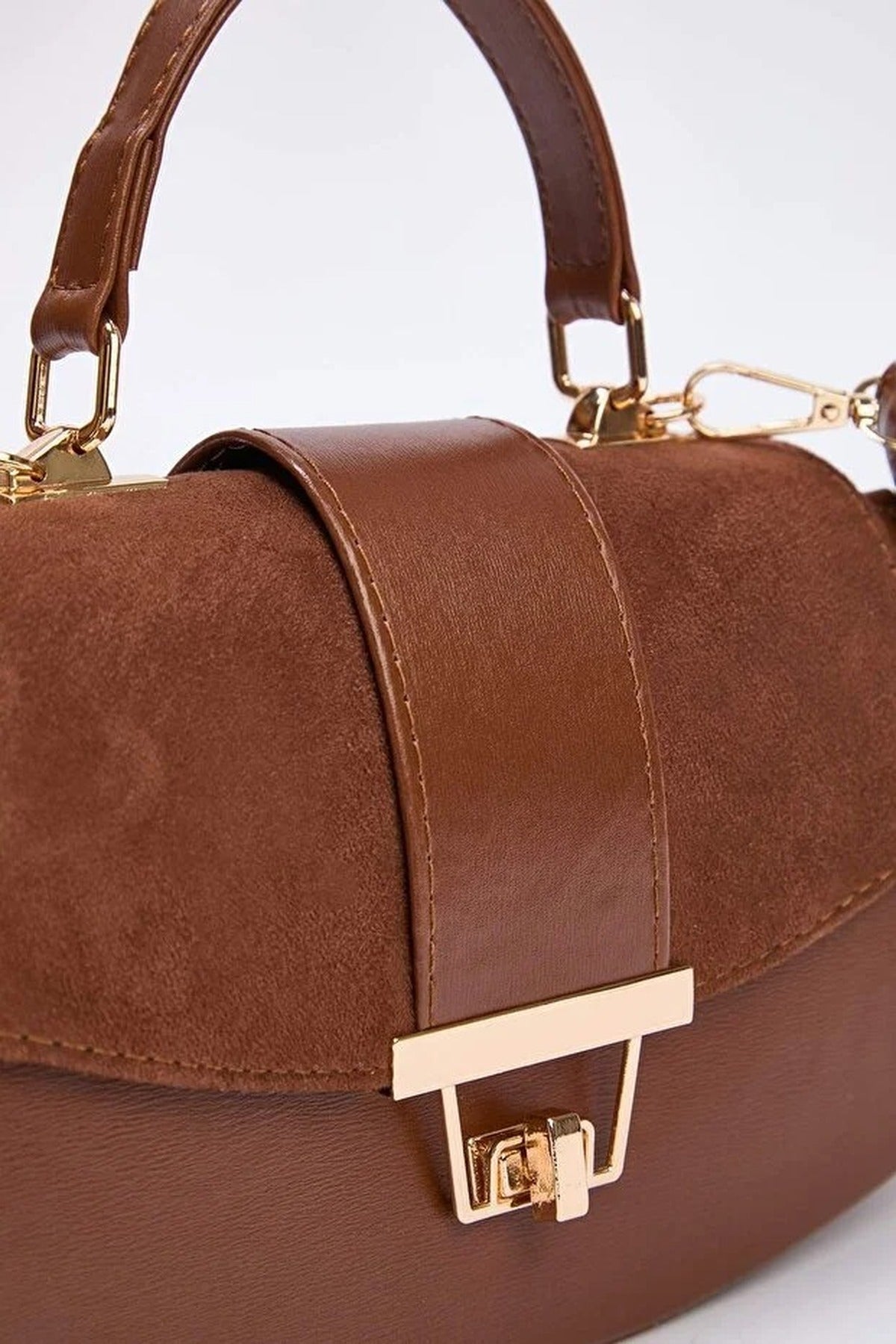 Suede Women's Mini Shoulder Bag with Accessory Closure