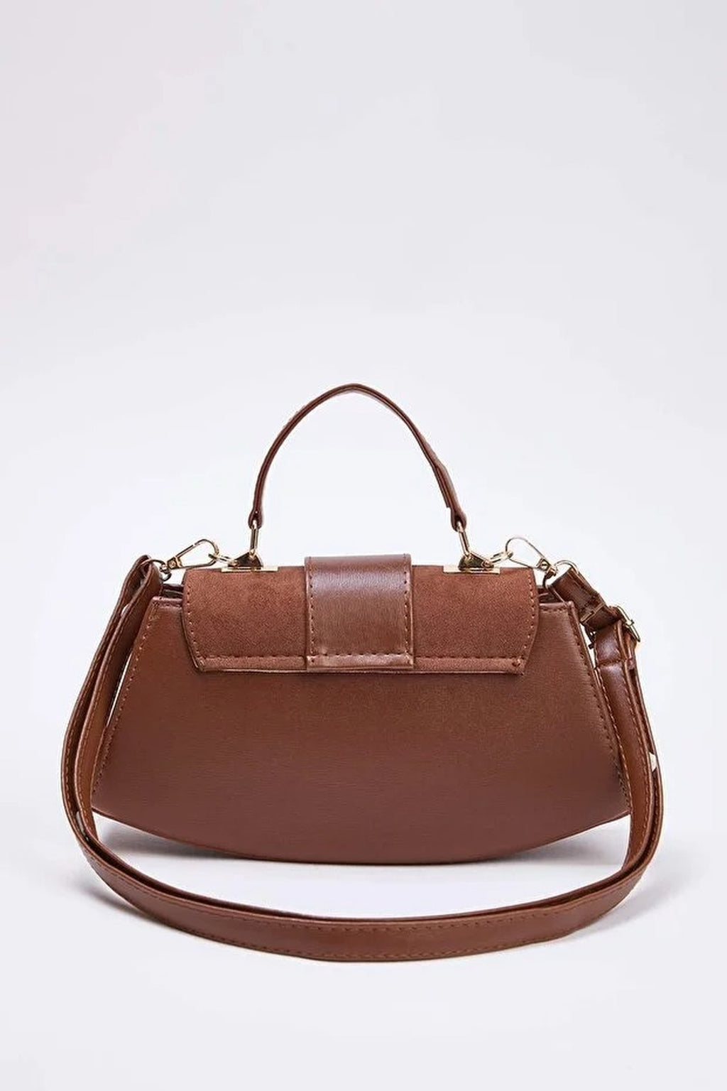 Suede Women's Mini Shoulder Bag with Accessory Closure