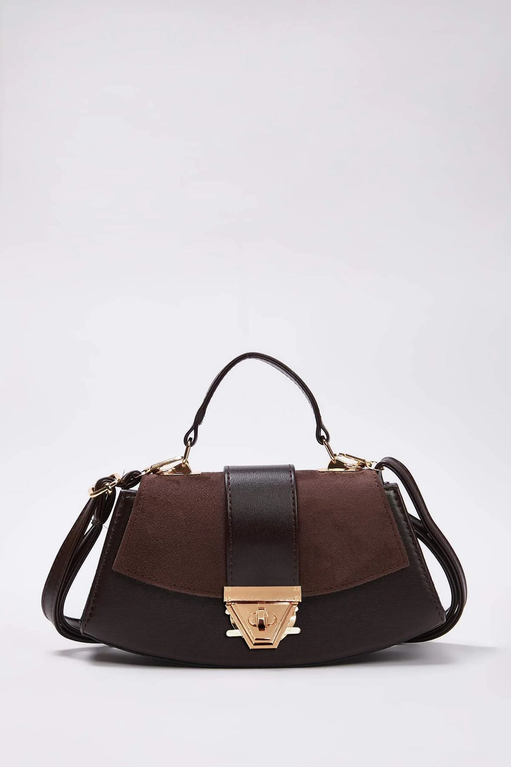 Suede Women's Mini Shoulder Bag with Accessory Closure