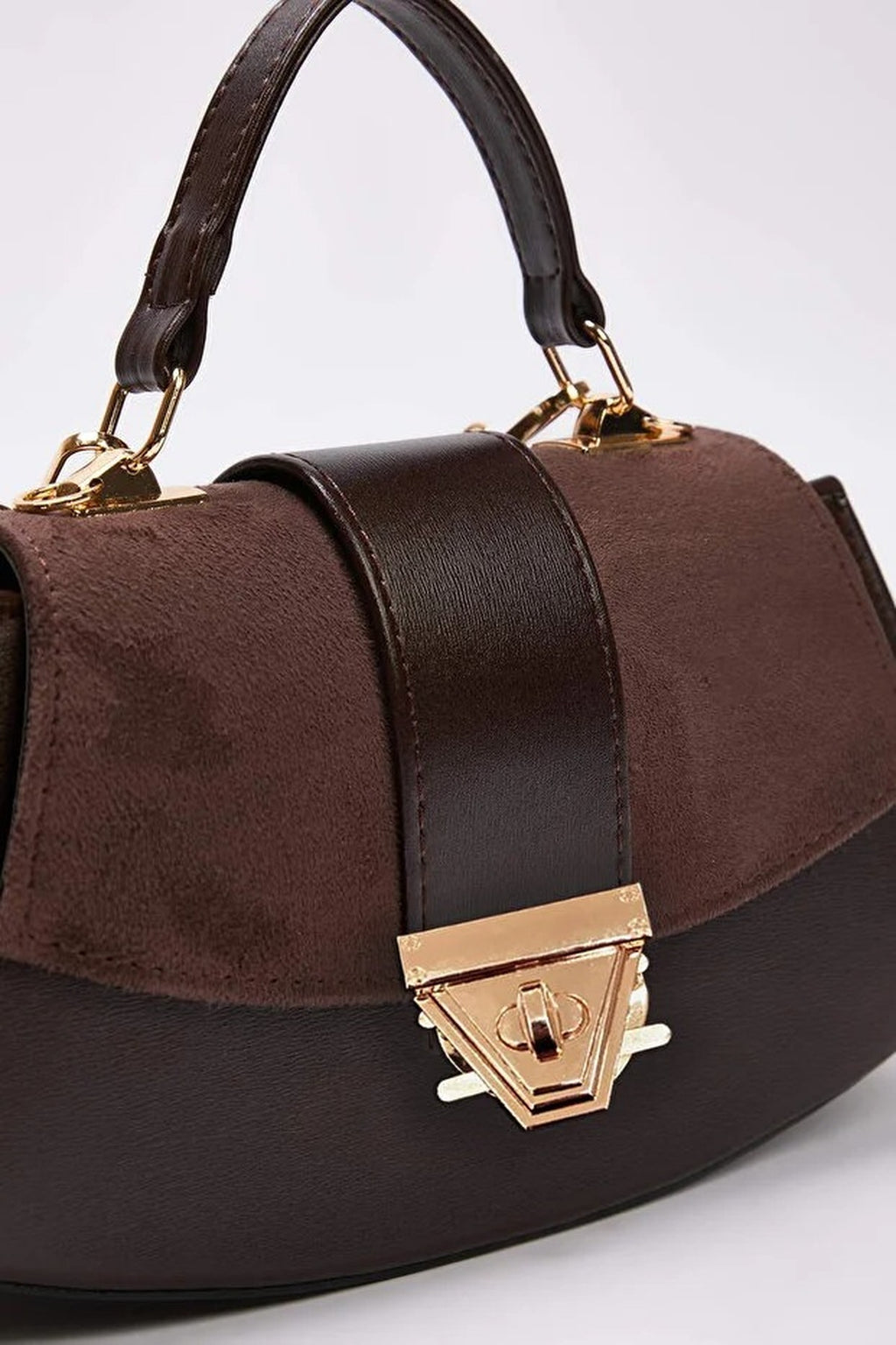Suede Women's Mini Shoulder Bag with Accessory Closure