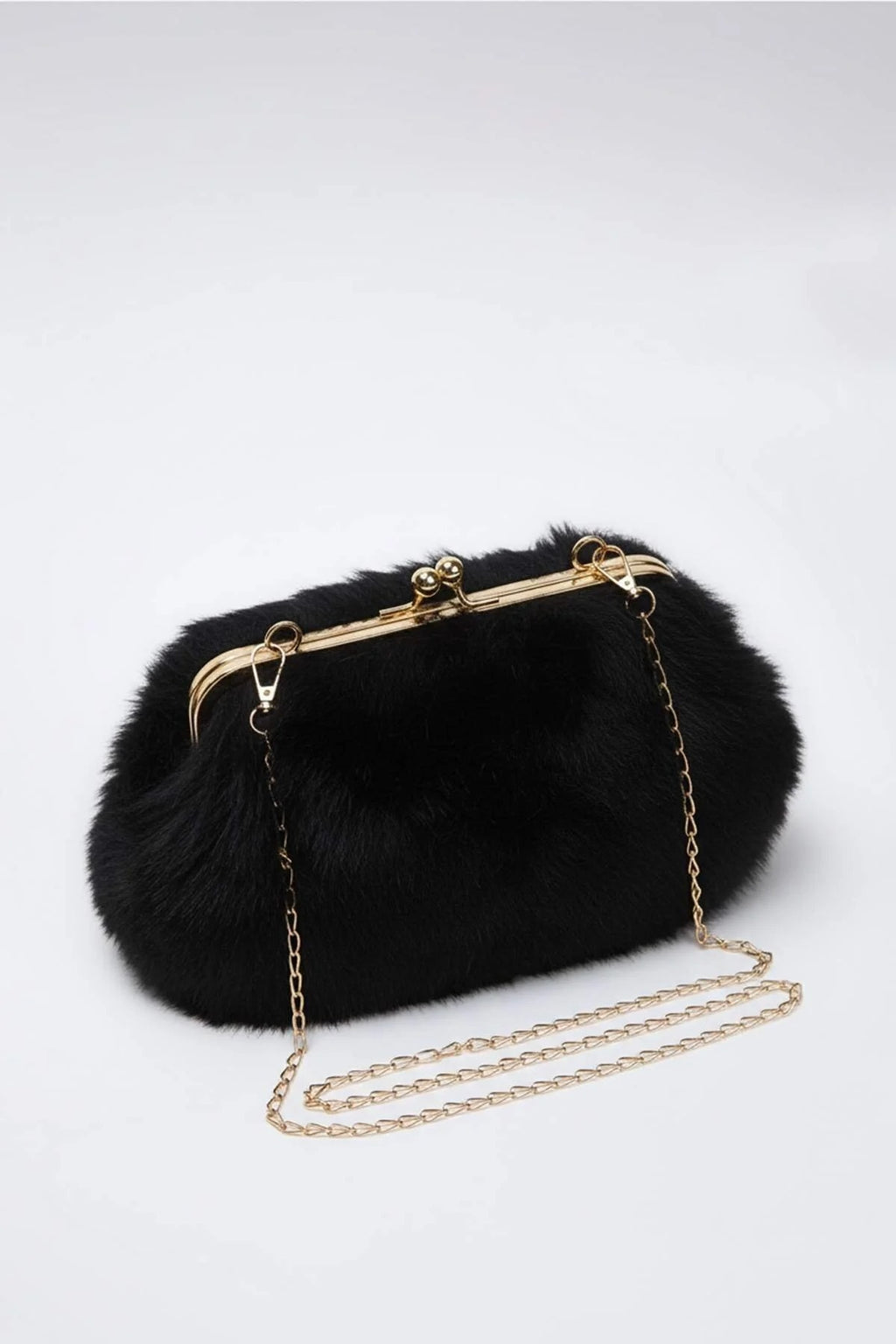 Chain Strap Faux Fur Women's Shoulder Bag