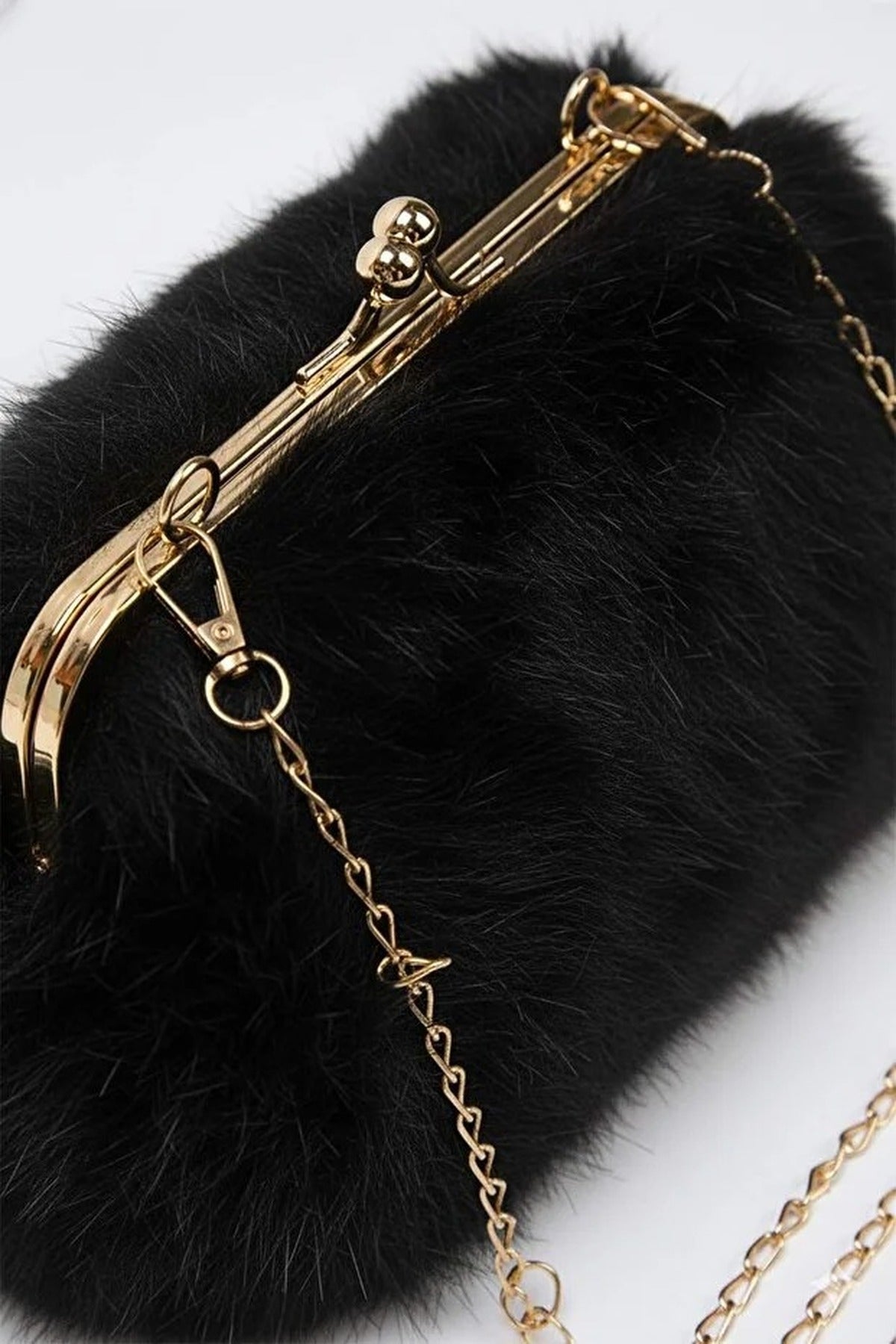Chain Strap Faux Fur Women's Shoulder Bag