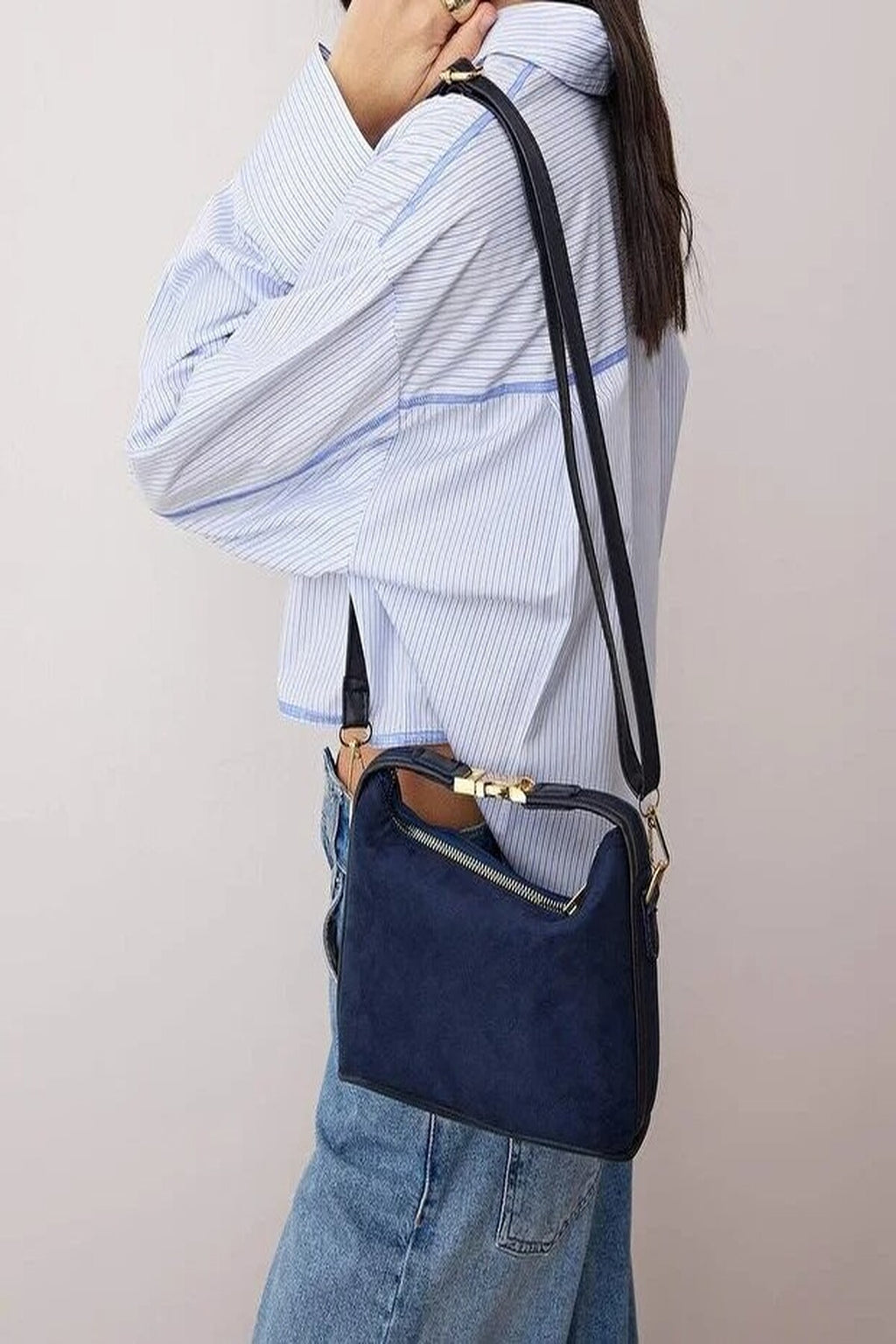 Suede Mini City Hand and Shoulder Bag