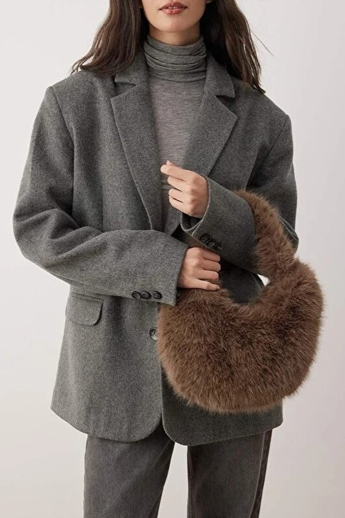 Faux Fur Women's Hand and Shoulder Bag