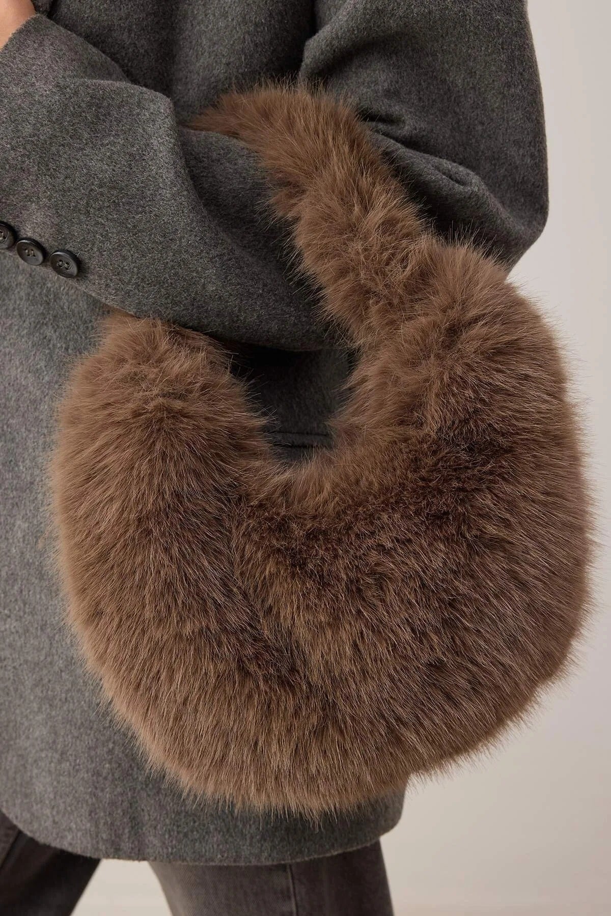 Faux Fur Women's Hand and Shoulder Bag