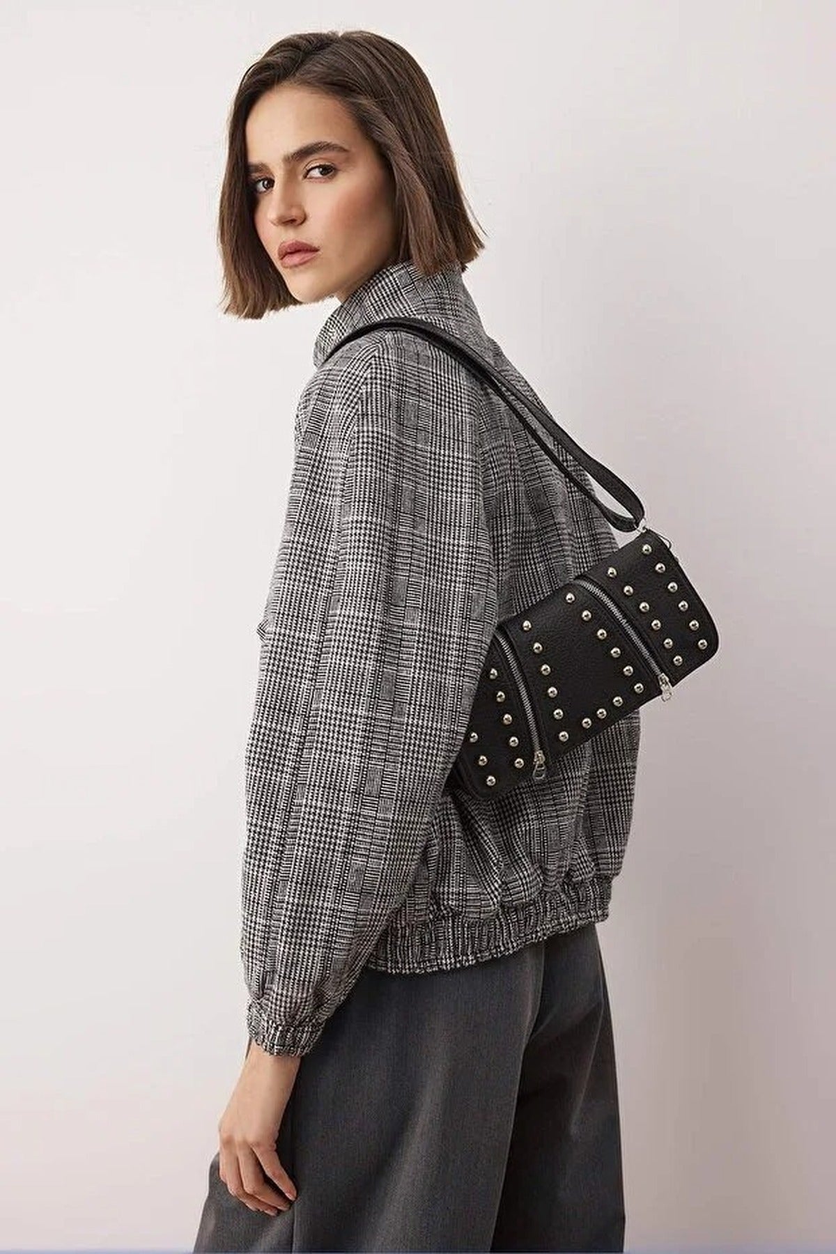 Women's Mini Shoulder Bag with Troc Details