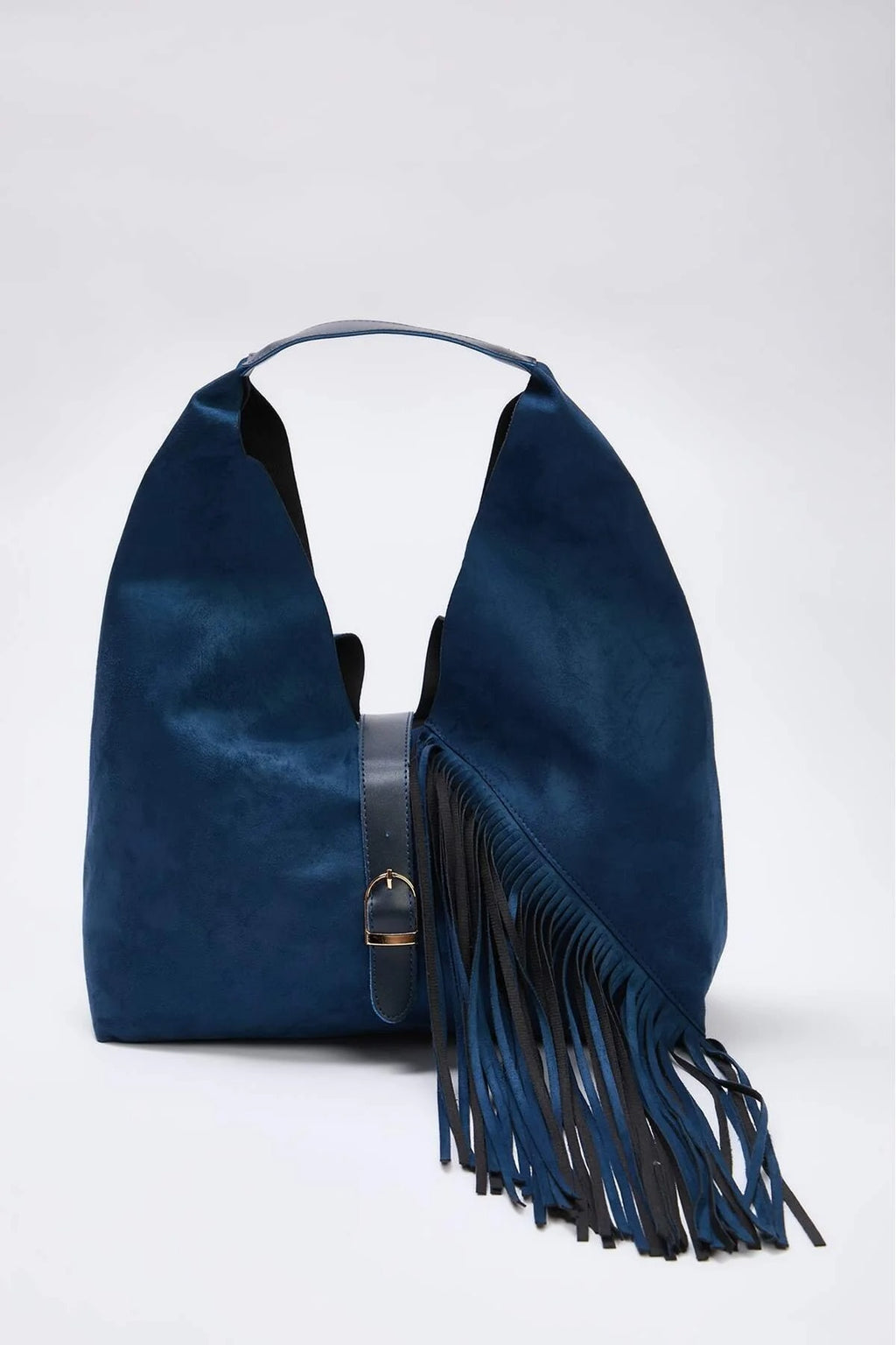 Women's Medium Size Shoulder Bag with Tassel and Buckle Detail