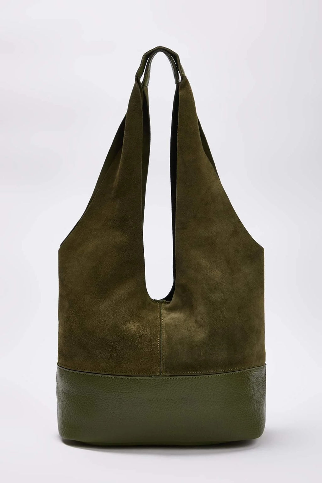 Genuine Leather Midi Shoulder Bag with Zipper Expandable