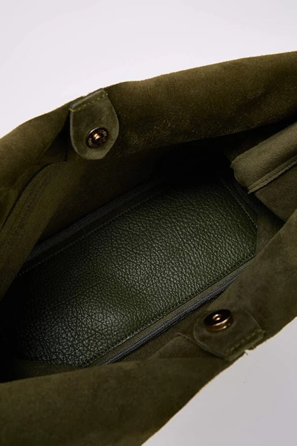 Genuine Leather Midi Shoulder Bag with Zipper Expandable
