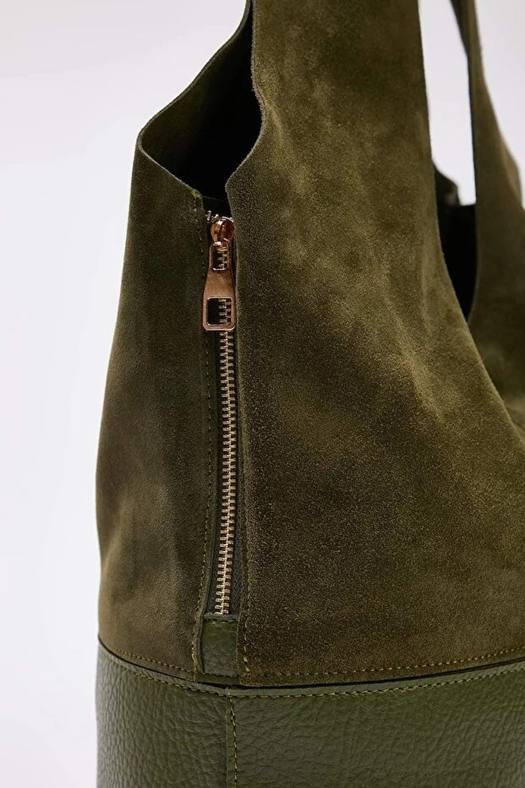 Genuine Leather Midi Shoulder Bag with Zipper Expandable