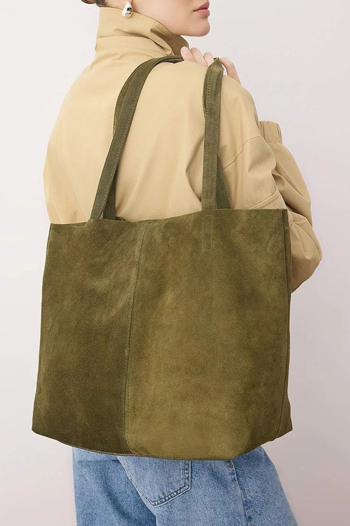 Genuine Leather Suede Women's Maxi Shoulder Bag