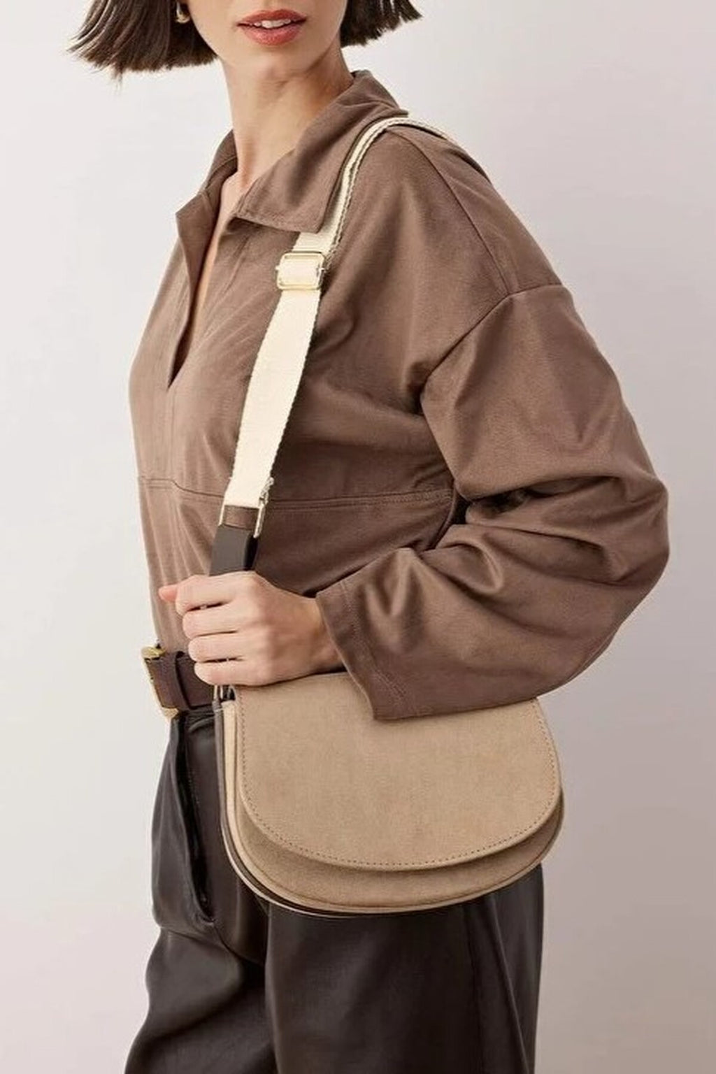 Suede Double Strap Women's City Bag