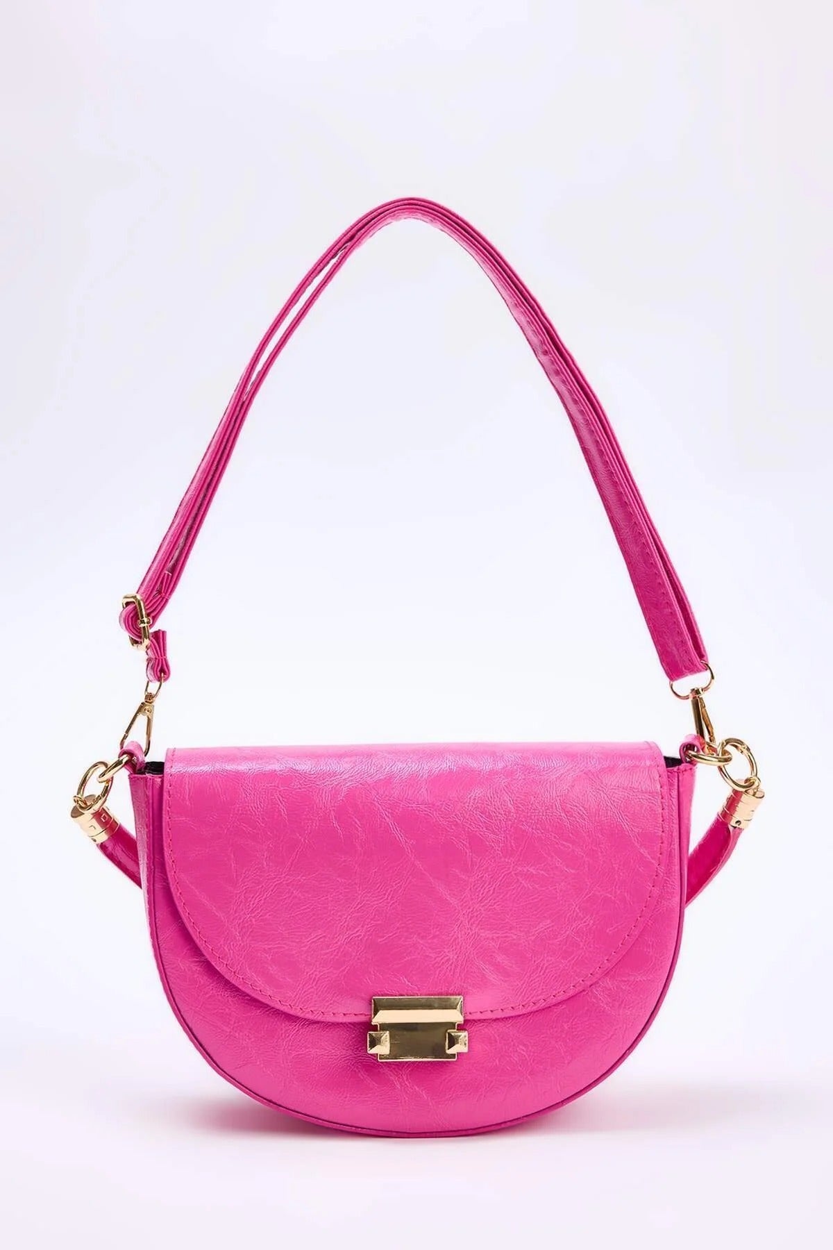 Women's Mini City Shoulder Bag with Metal Buckle Detail